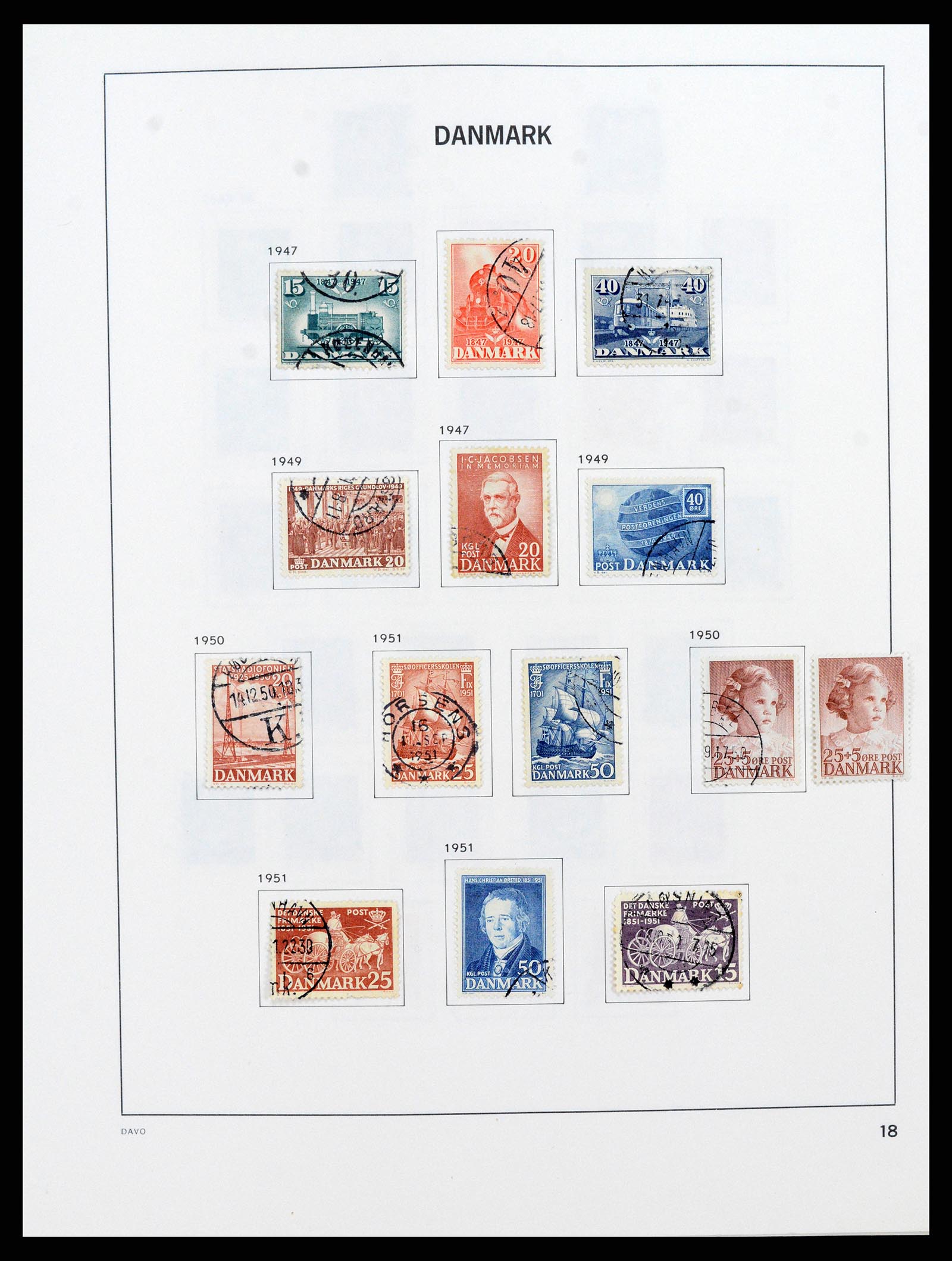38077 0018 - Postzegelverzameling 38077 Denemarken 1851-1985.