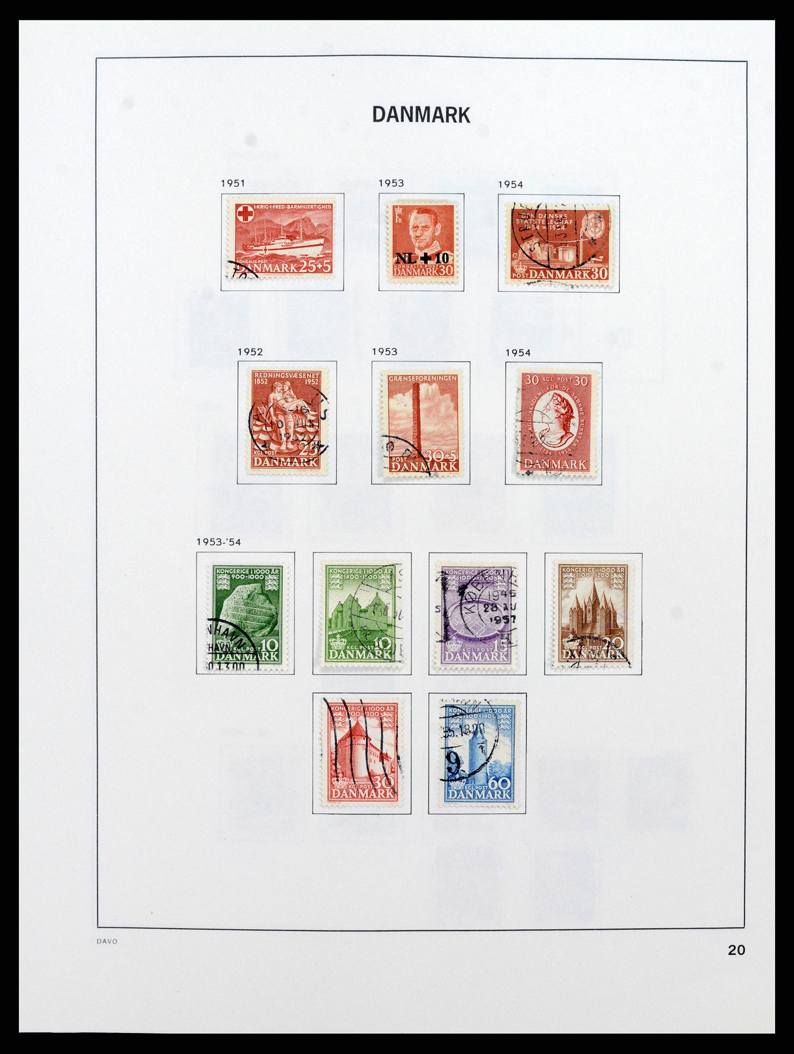 38077 0020 - Postzegelverzameling 38077 Denemarken 1851-1985.