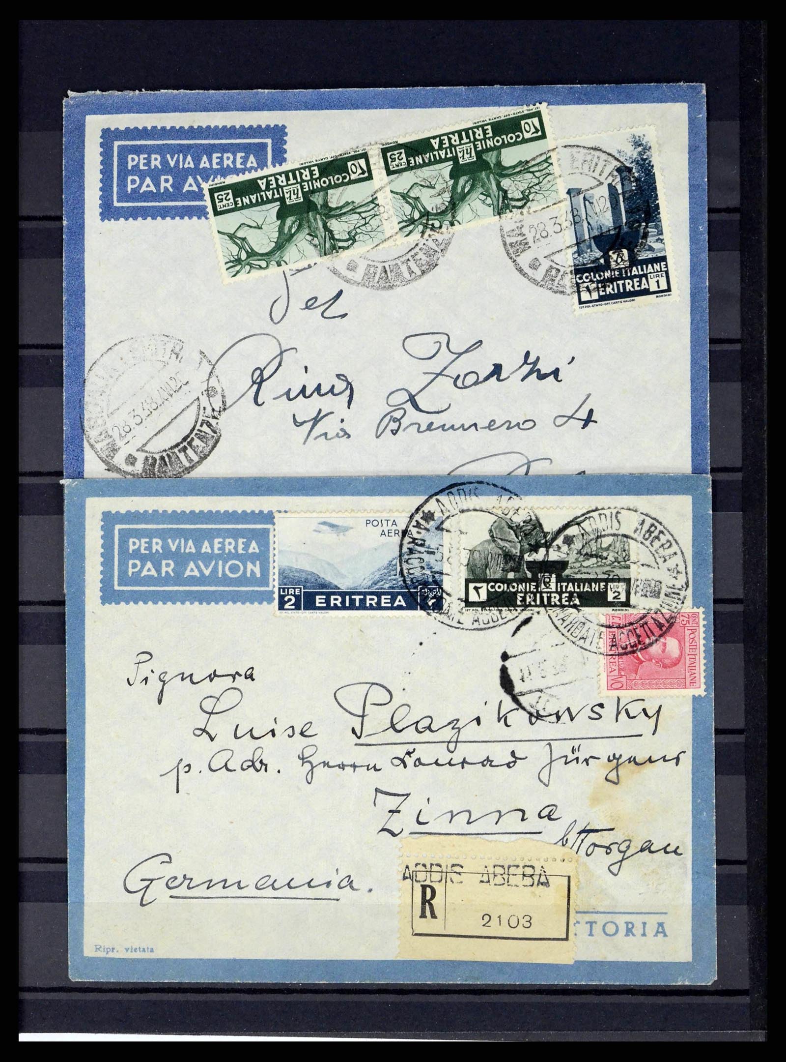 38114 0007 - Postzegelverzameling 38114 Italiaanse koloniën luchtpost 1933-1936.