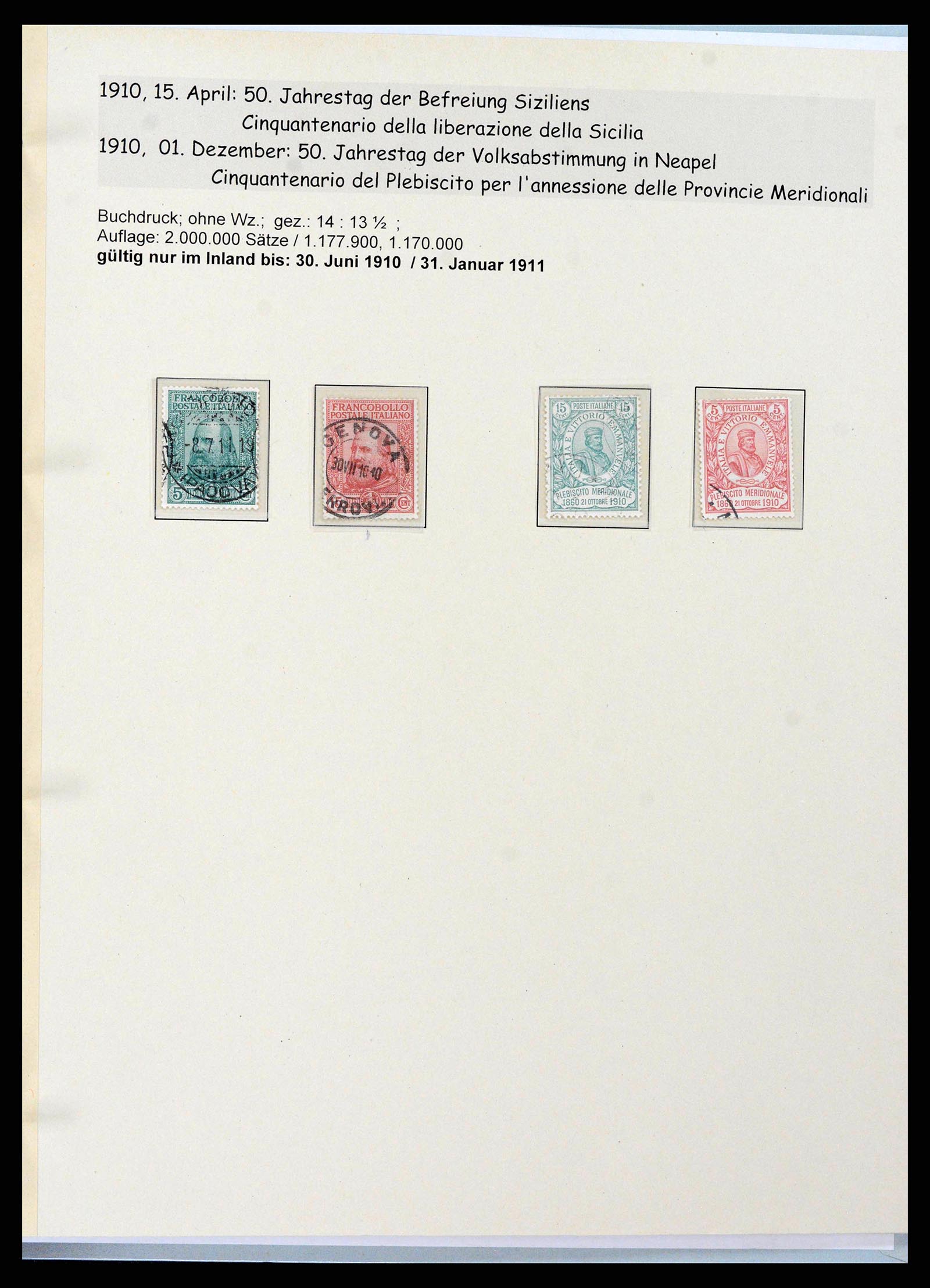 38115 0001 - Postzegelverzameling 38115 Italië 1910-1942.