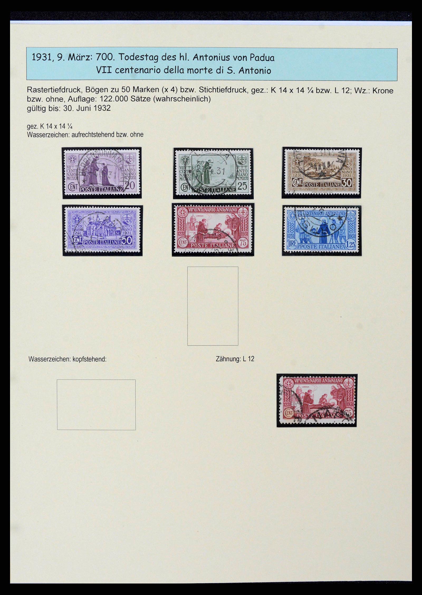 38115 0055 - Postzegelverzameling 38115 Italië 1910-1942.