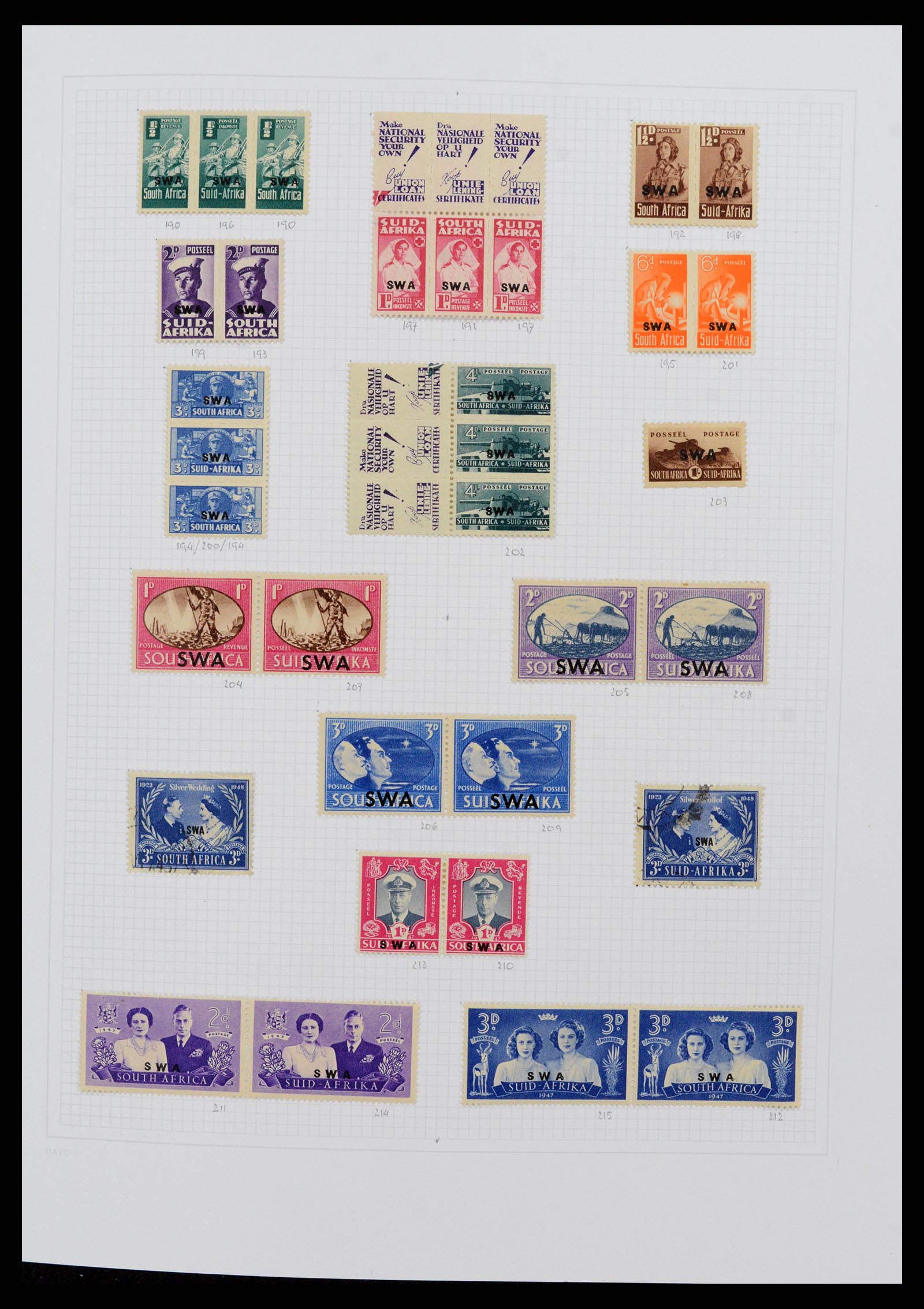 38147 0007 - Postzegelverzameling 38147 Zuid West Afrika 1923-2016.