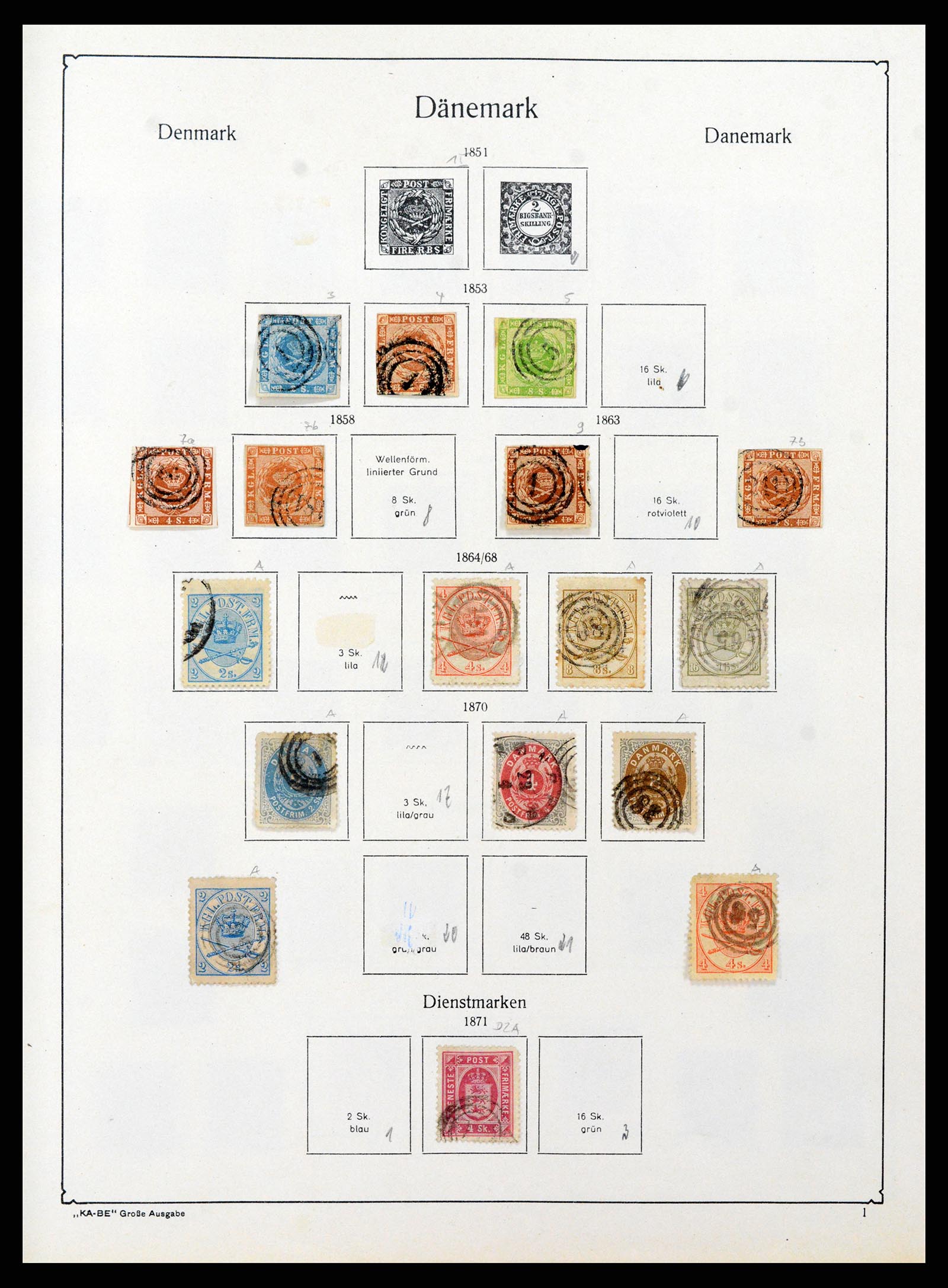 38149 0001 - Postzegelverzameling 38149 Denemarken 1853-1973.