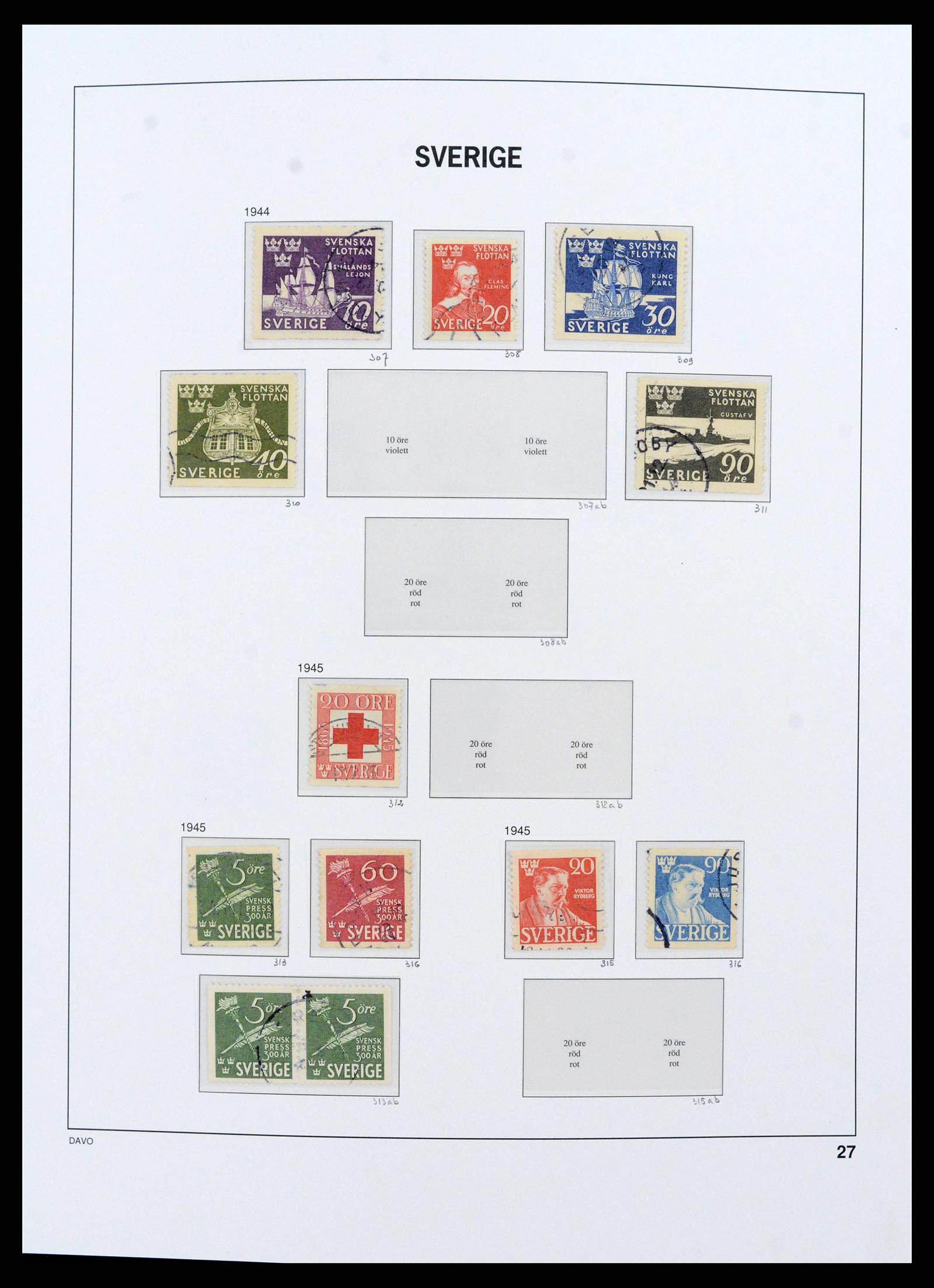 38151 0028 - Postzegelverzameling 38151 Zweden 1855-2016.