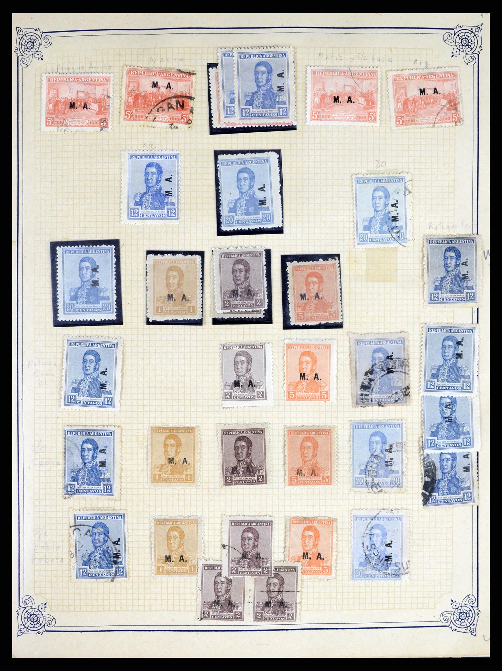 38162 0003 - Postzegelverzameling 38162 Argentinië dienst 1913-1931.