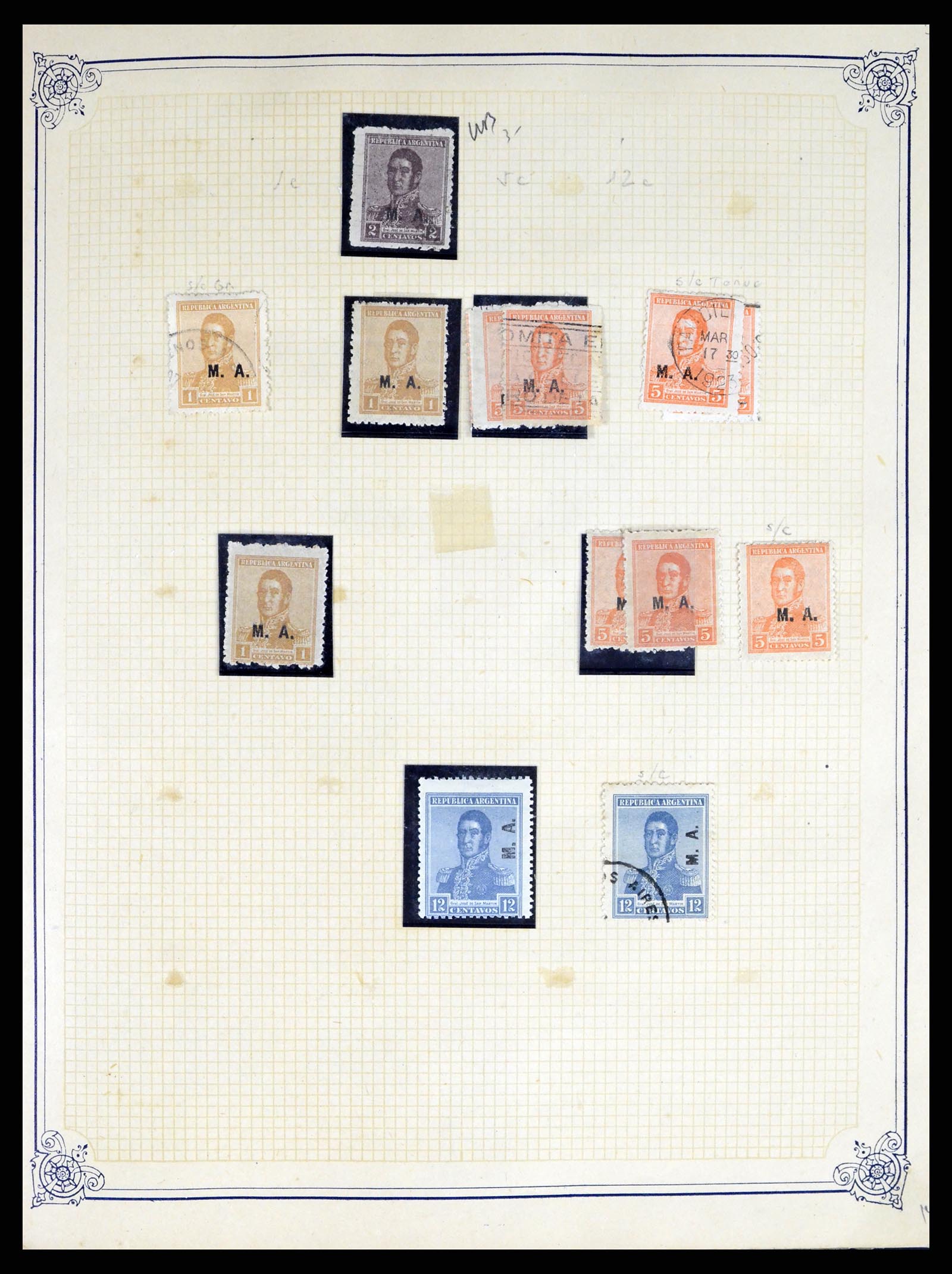 38162 0004 - Postzegelverzameling 38162 Argentinië dienst 1913-1931.