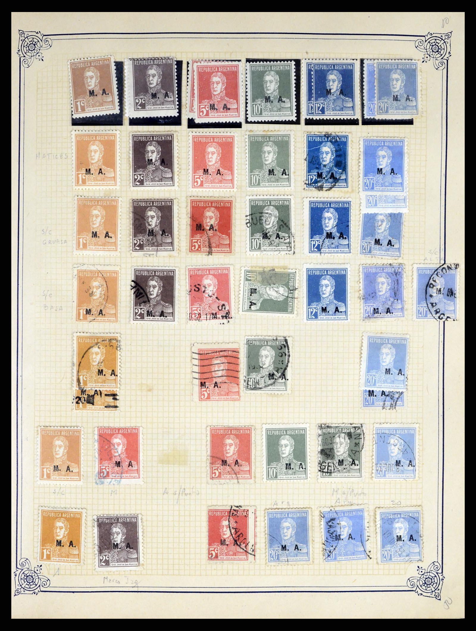 38162 0007 - Postzegelverzameling 38162 Argentinië dienst 1913-1931.