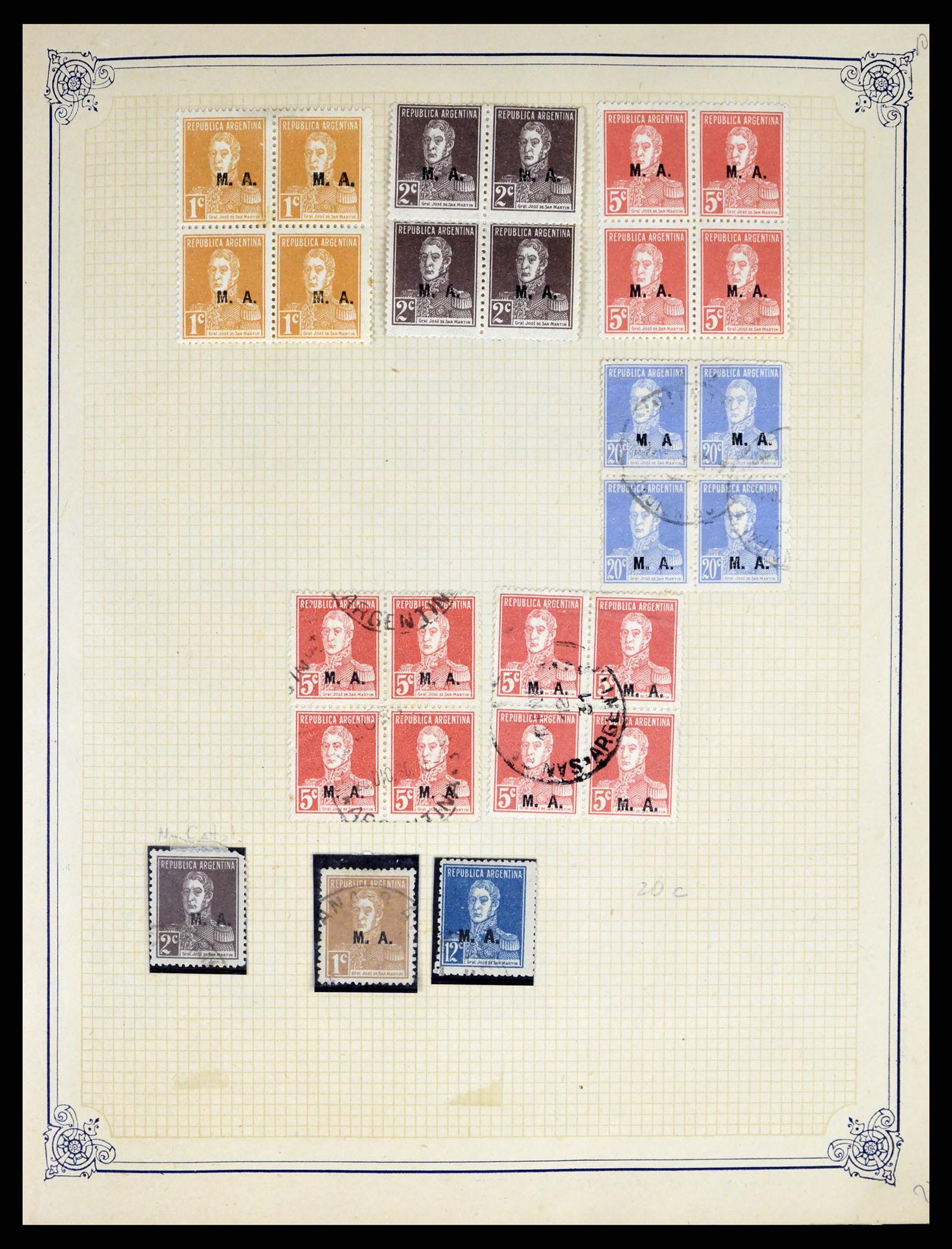 38162 0008 - Postzegelverzameling 38162 Argentinië dienst 1913-1931.
