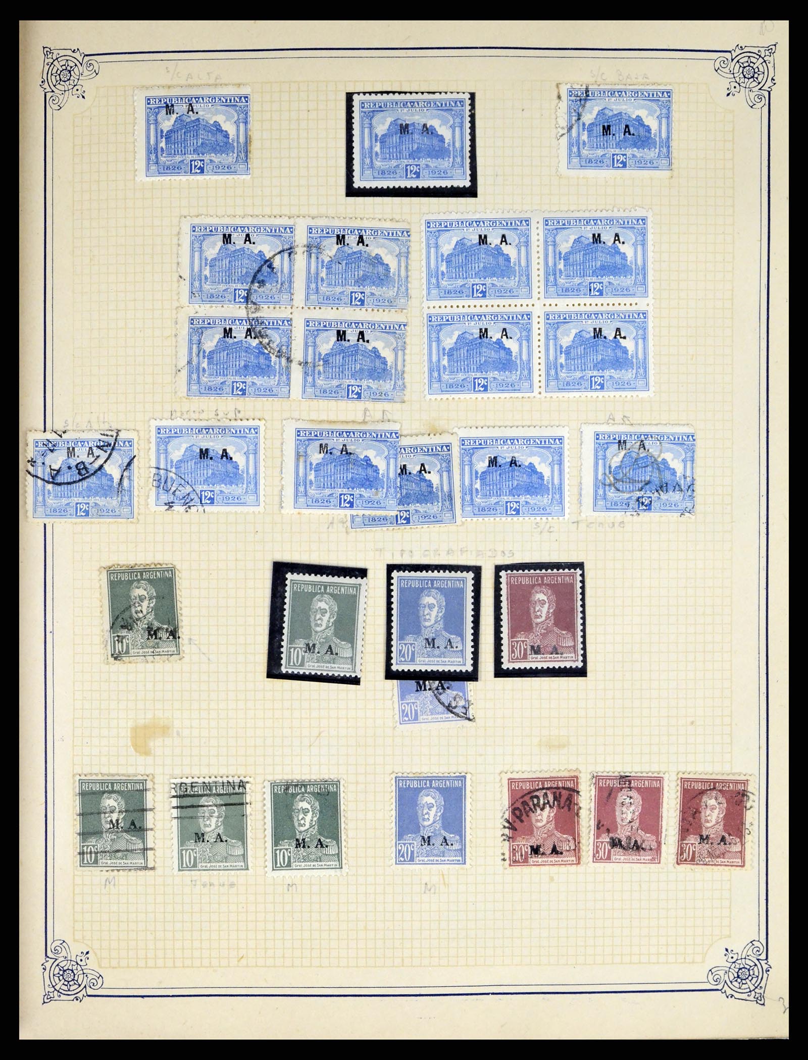 38162 0010 - Postzegelverzameling 38162 Argentinië dienst 1913-1931.