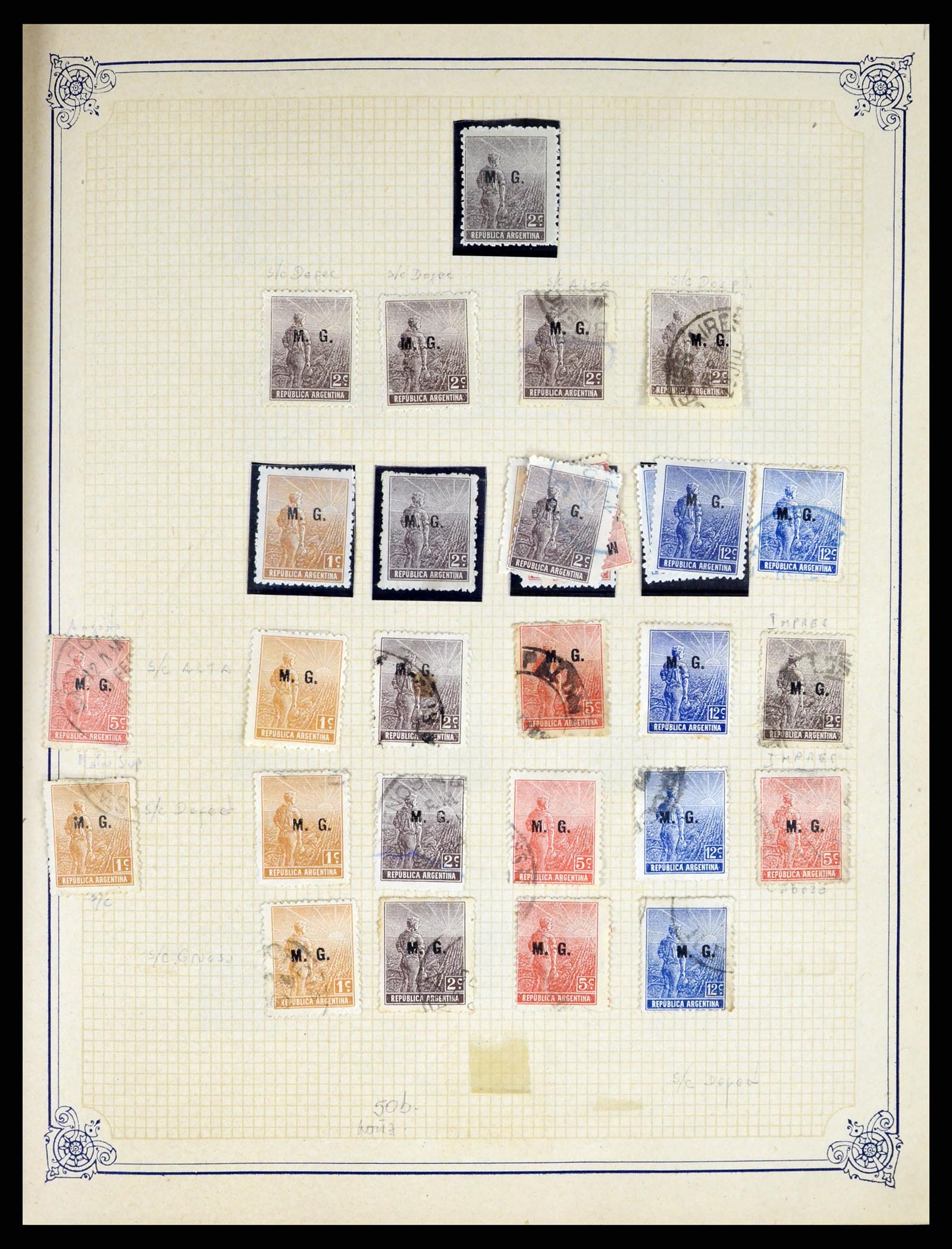 38162 0015 - Postzegelverzameling 38162 Argentinië dienst 1913-1931.