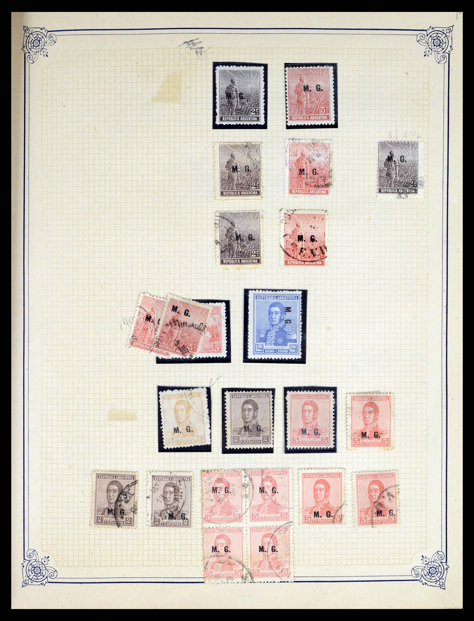 38162 0017 - Postzegelverzameling 38162 Argentinië dienst 1913-1931.