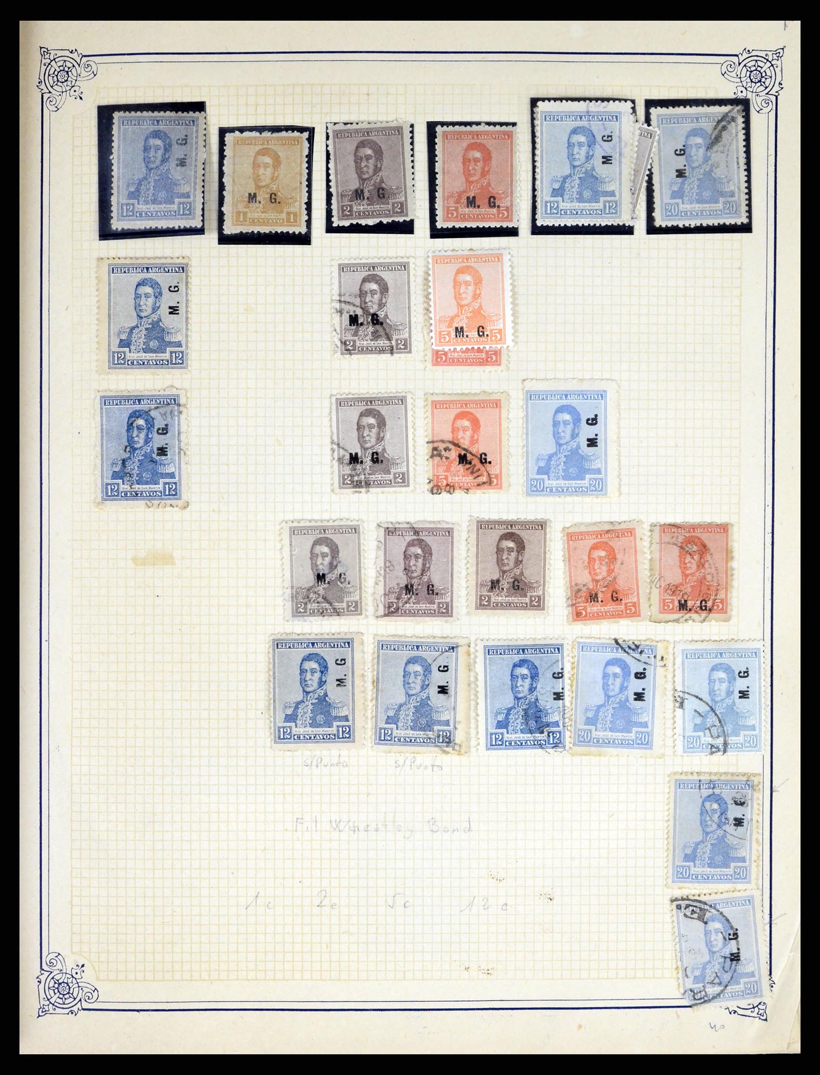 38162 0019 - Postzegelverzameling 38162 Argentinië dienst 1913-1931.