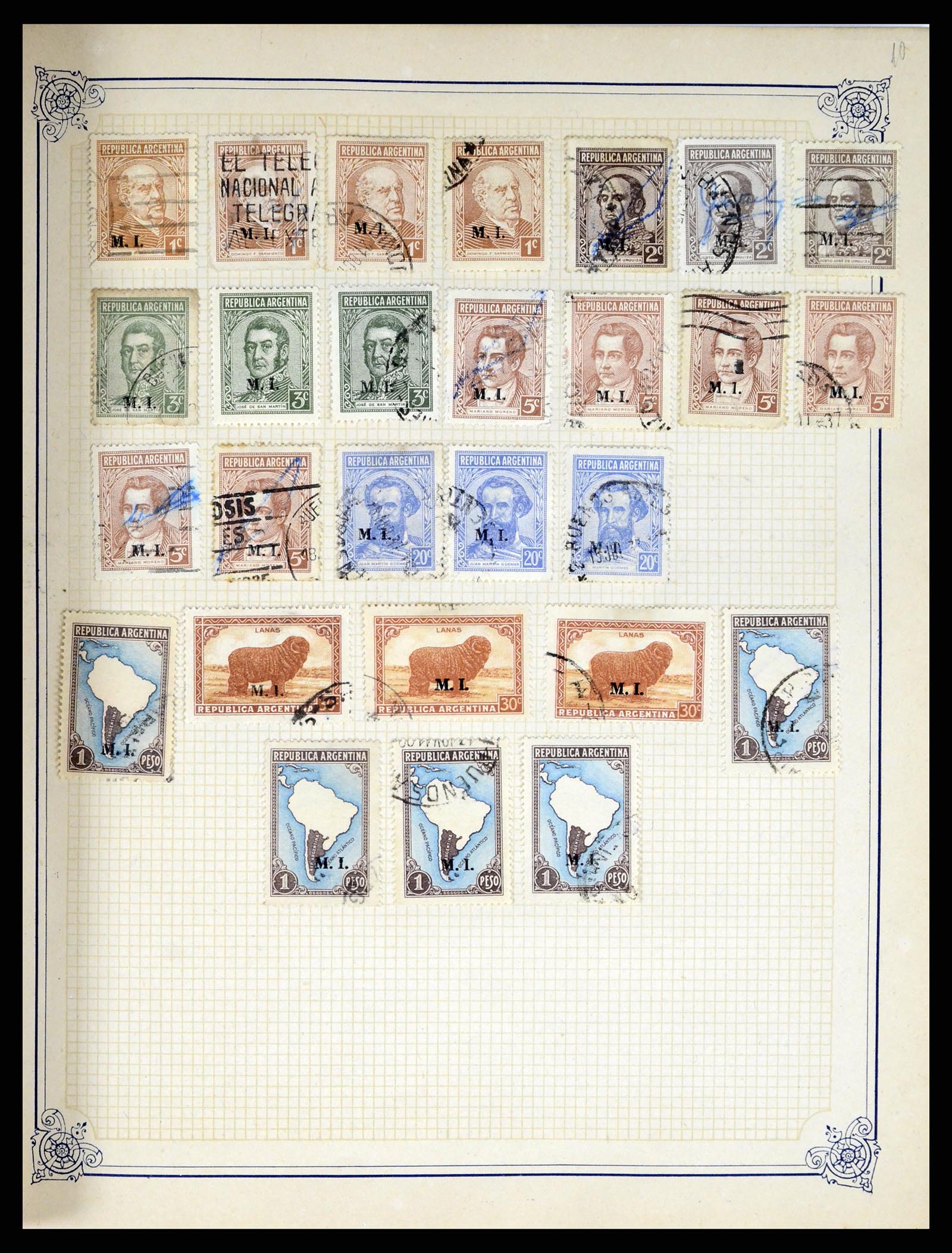 38162 0048 - Postzegelverzameling 38162 Argentinië dienst 1913-1931.