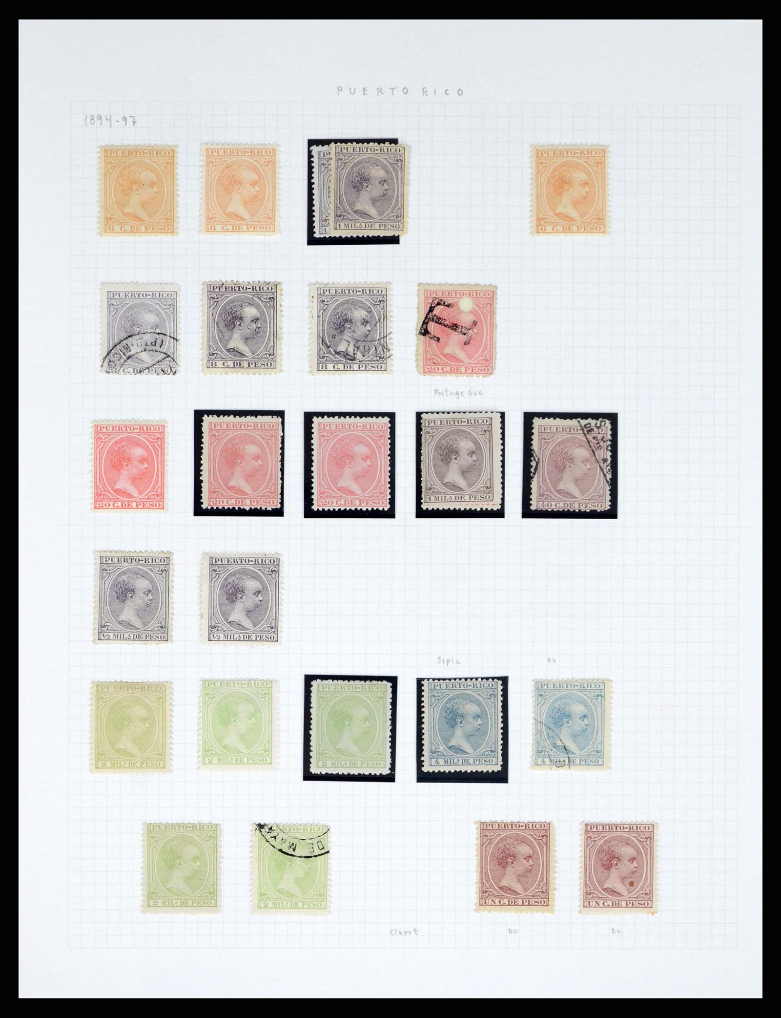 38191 0014 - Postzegelverzameling 38191 Puerto Rico 1855-1900.