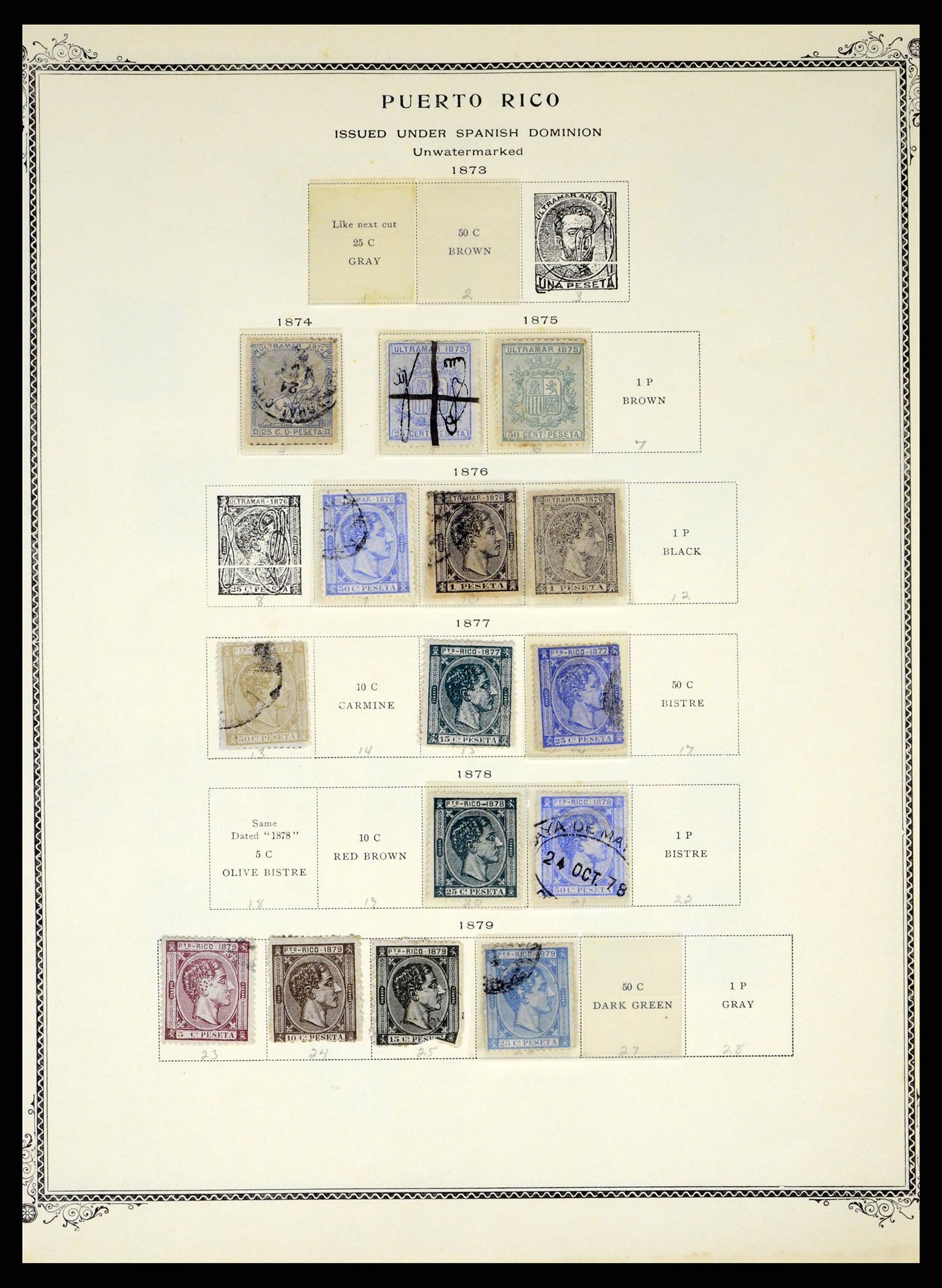 38191 0034 - Postzegelverzameling 38191 Puerto Rico 1855-1900.