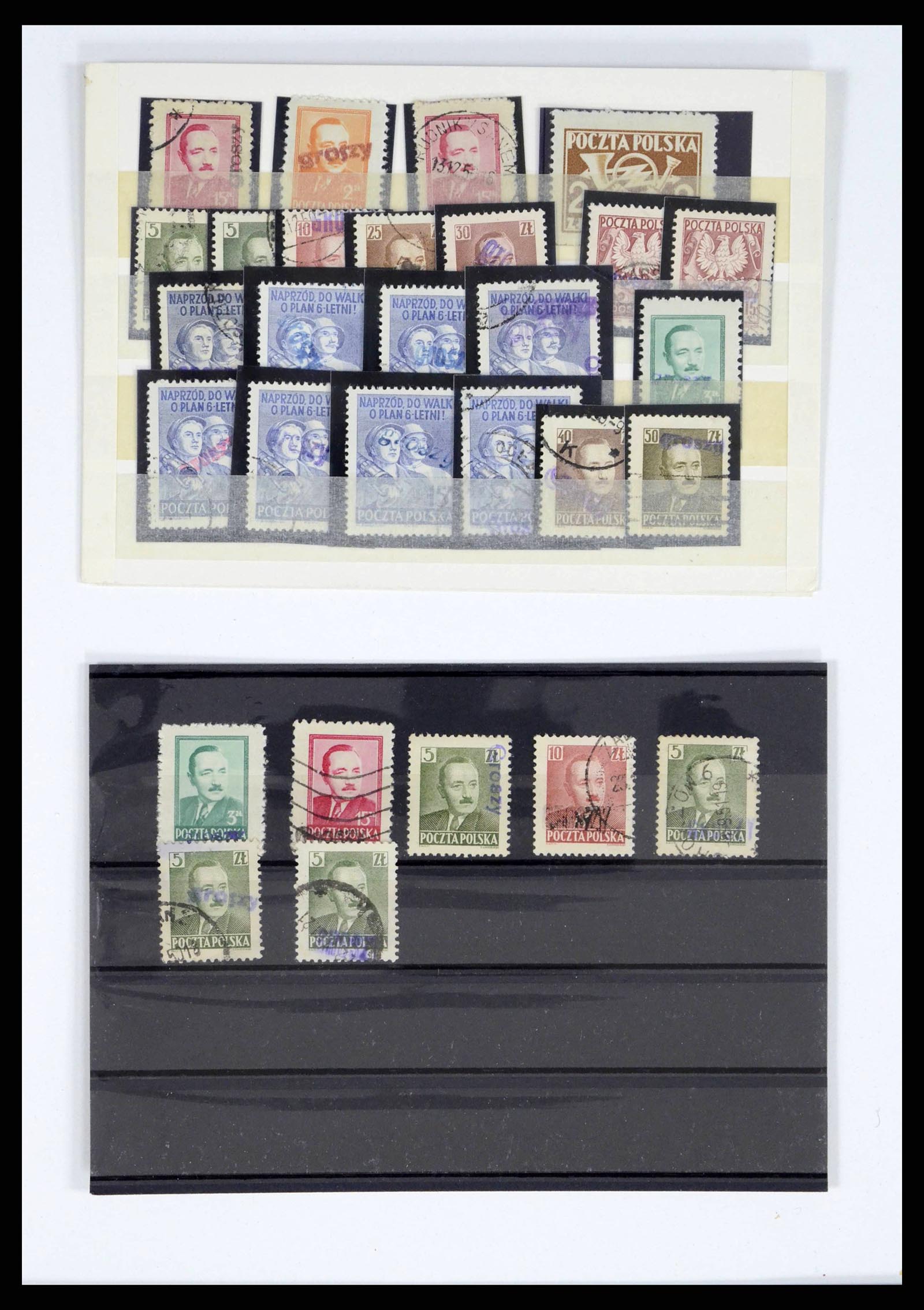 38201 0001 - Postzegelverzameling 38201 Groszy opdrukken op brief 1950-1951.
