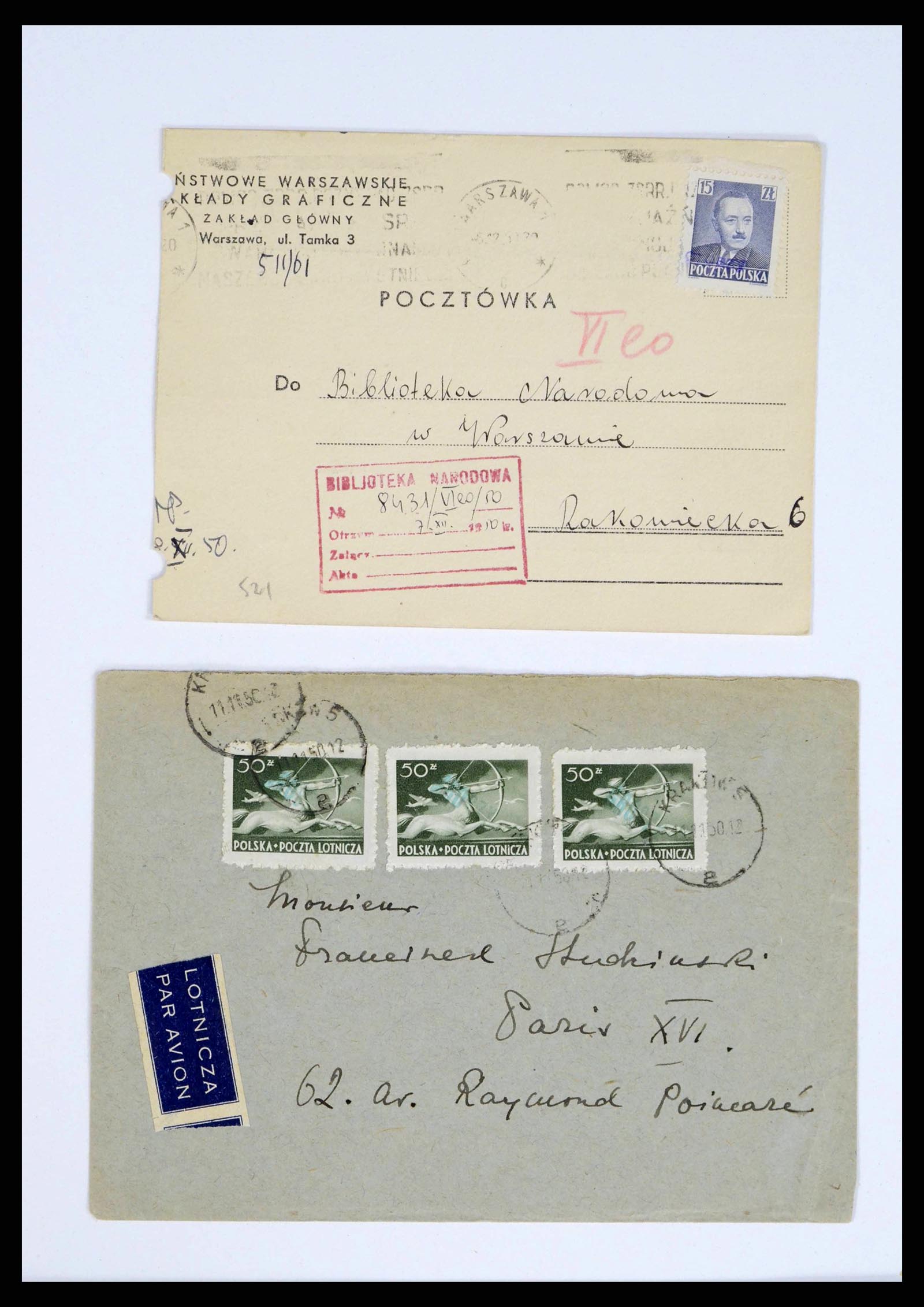 38201 0023 - Stamp collection 38201 Groszy overprints on cover 1950-1951.