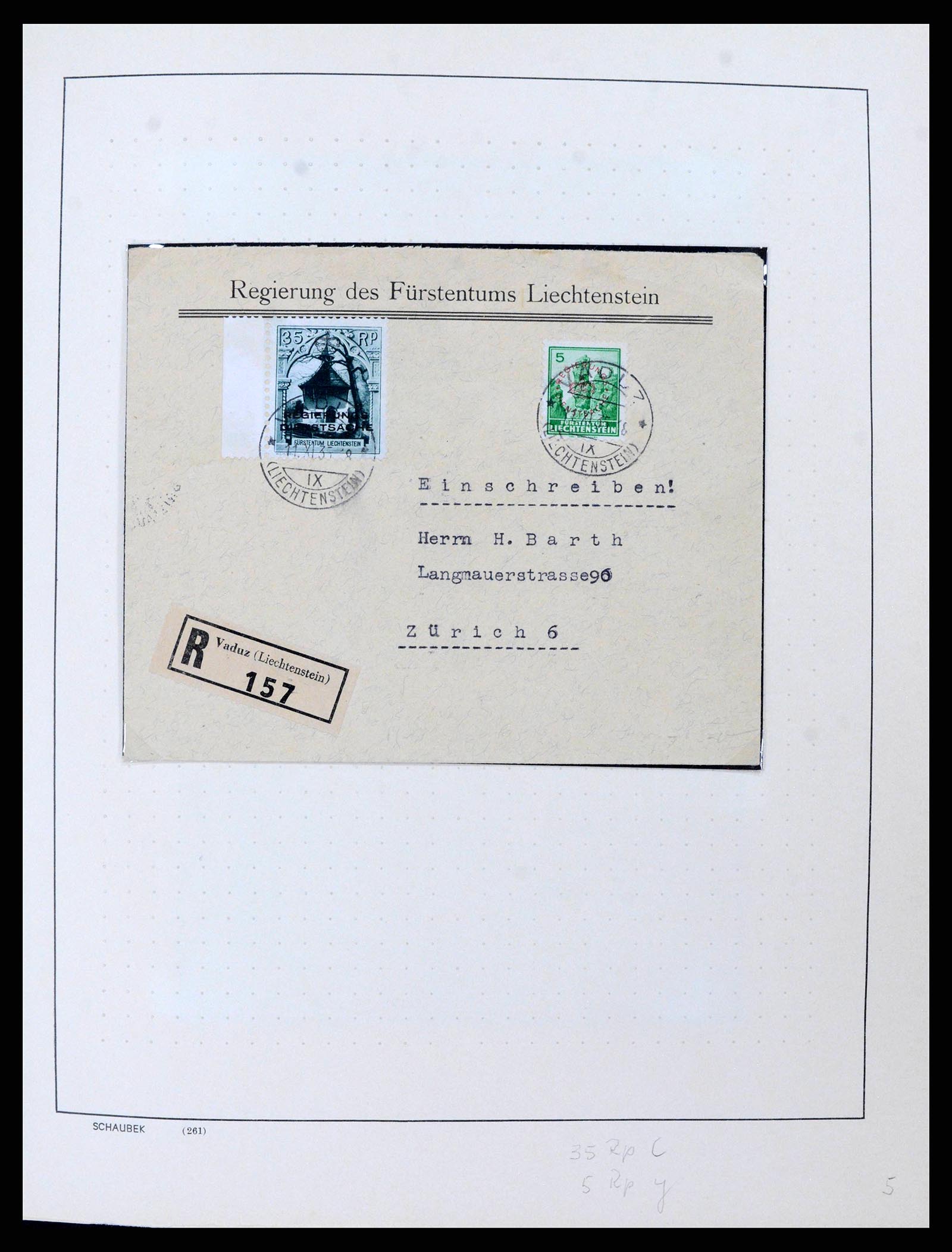 38204 0005 - Postzegelverzameling 38204 Liechtenstein dienst brieven 1932-1989.
