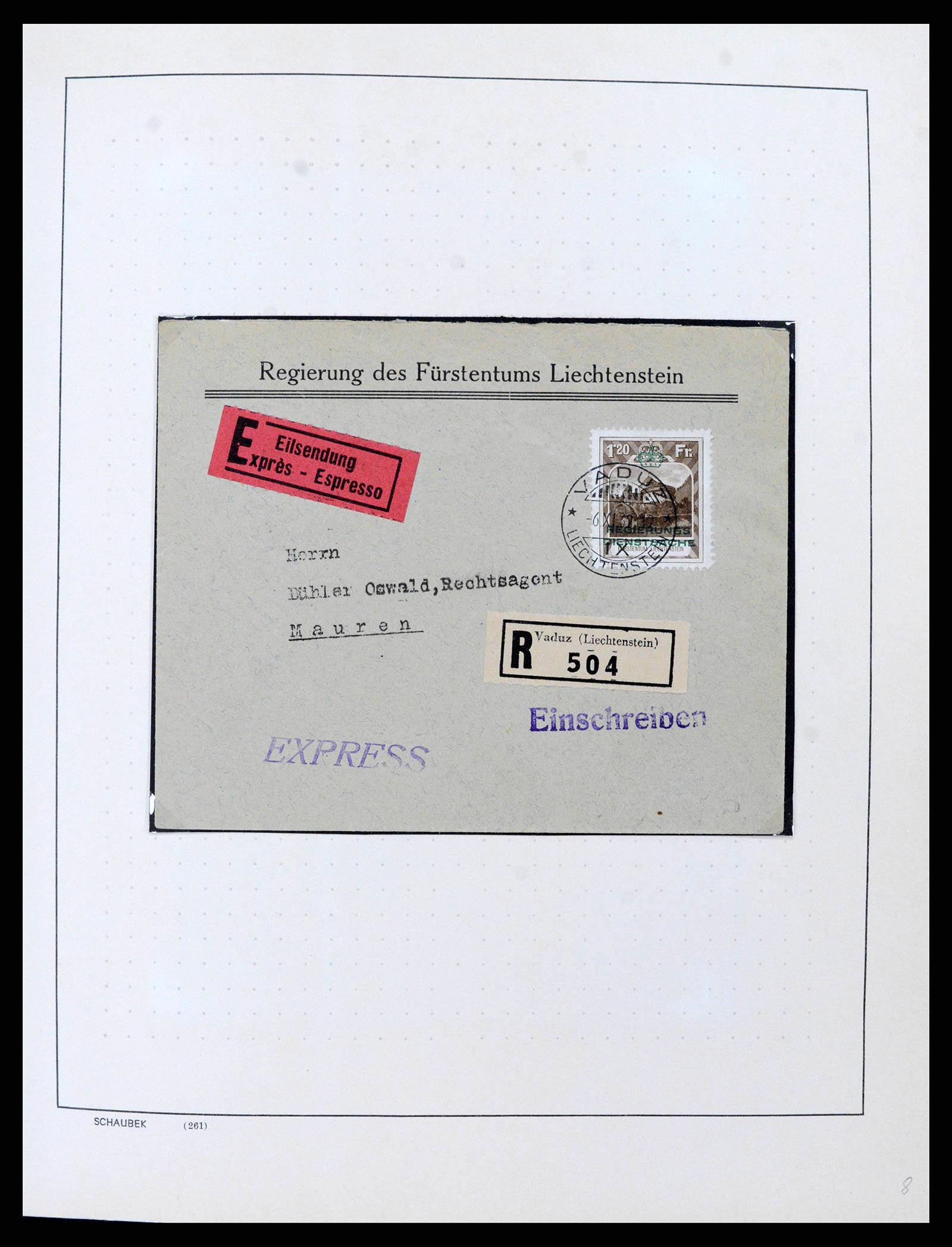 38204 0008 - Postzegelverzameling 38204 Liechtenstein dienst brieven 1932-1989.