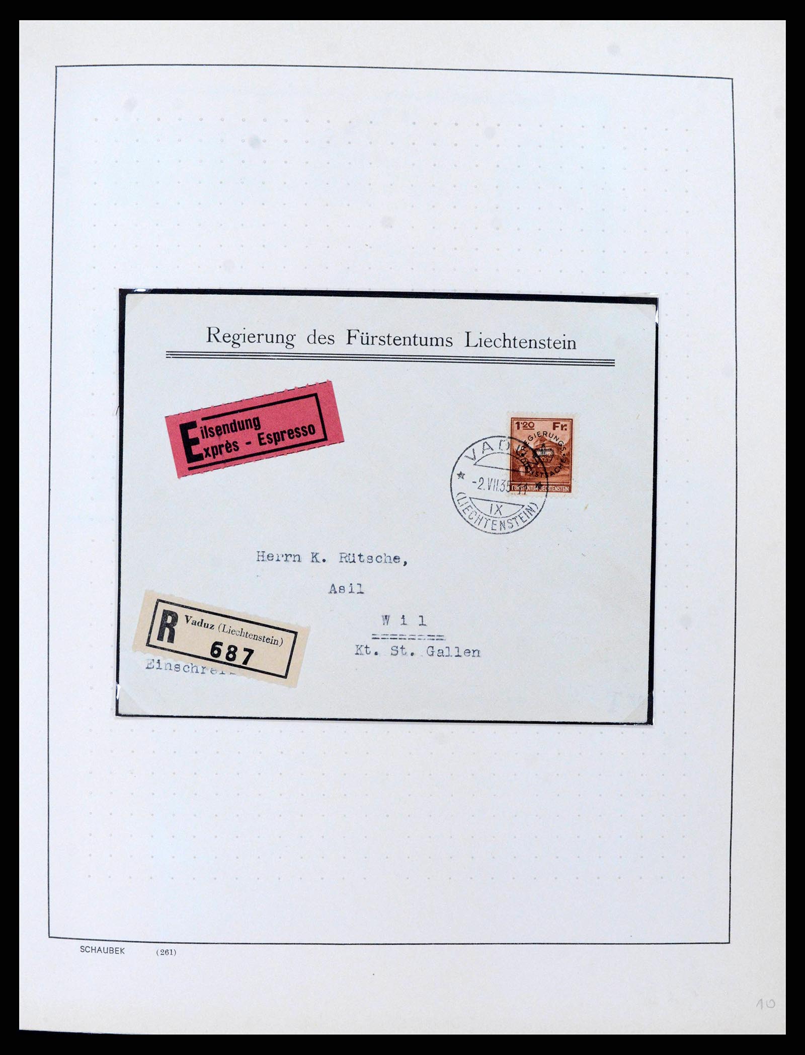 38204 0010 - Postzegelverzameling 38204 Liechtenstein dienst brieven 1932-1989.