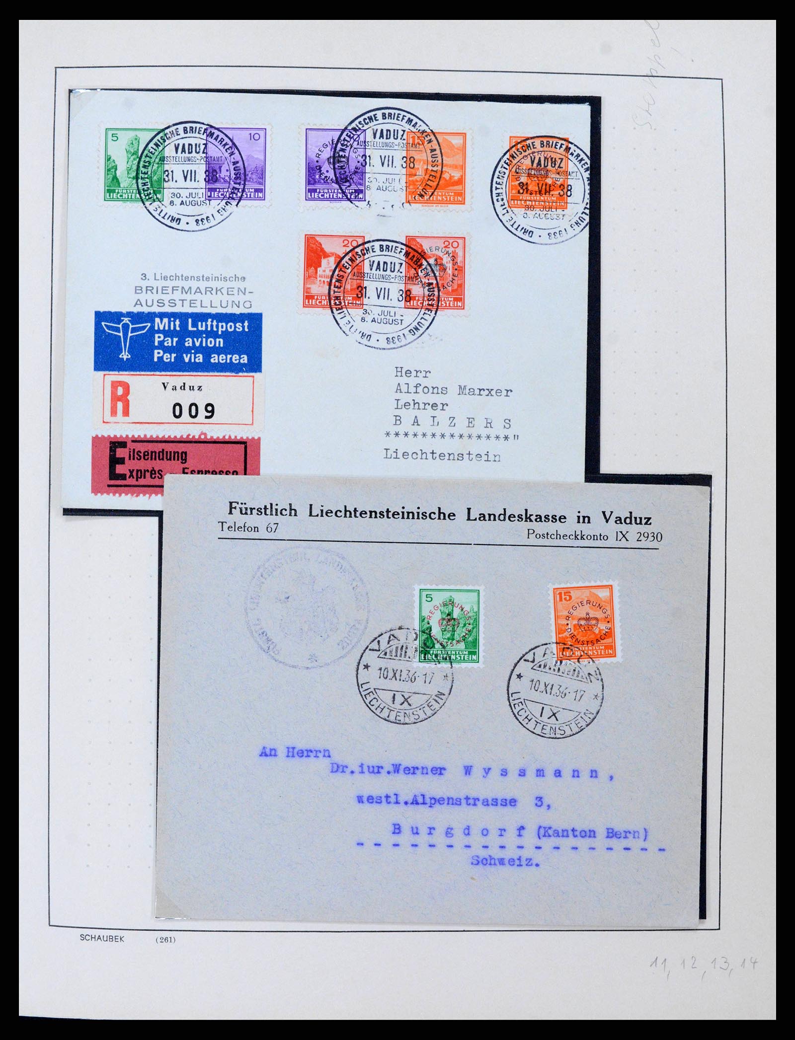 38204 0011 - Postzegelverzameling 38204 Liechtenstein dienst brieven 1932-1989.