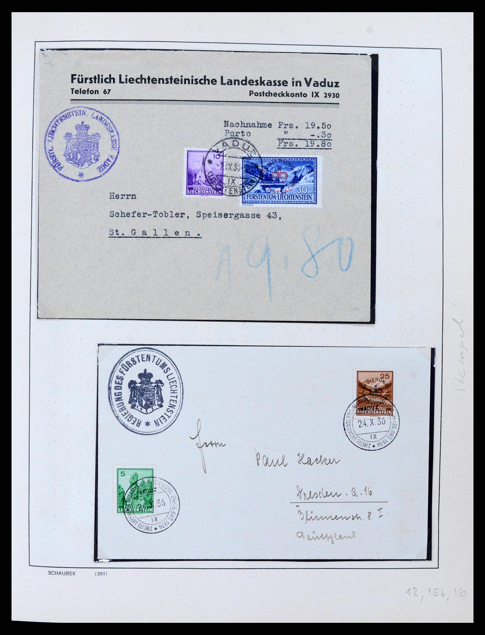 38204 0013 - Postzegelverzameling 38204 Liechtenstein dienst brieven 1932-1989.