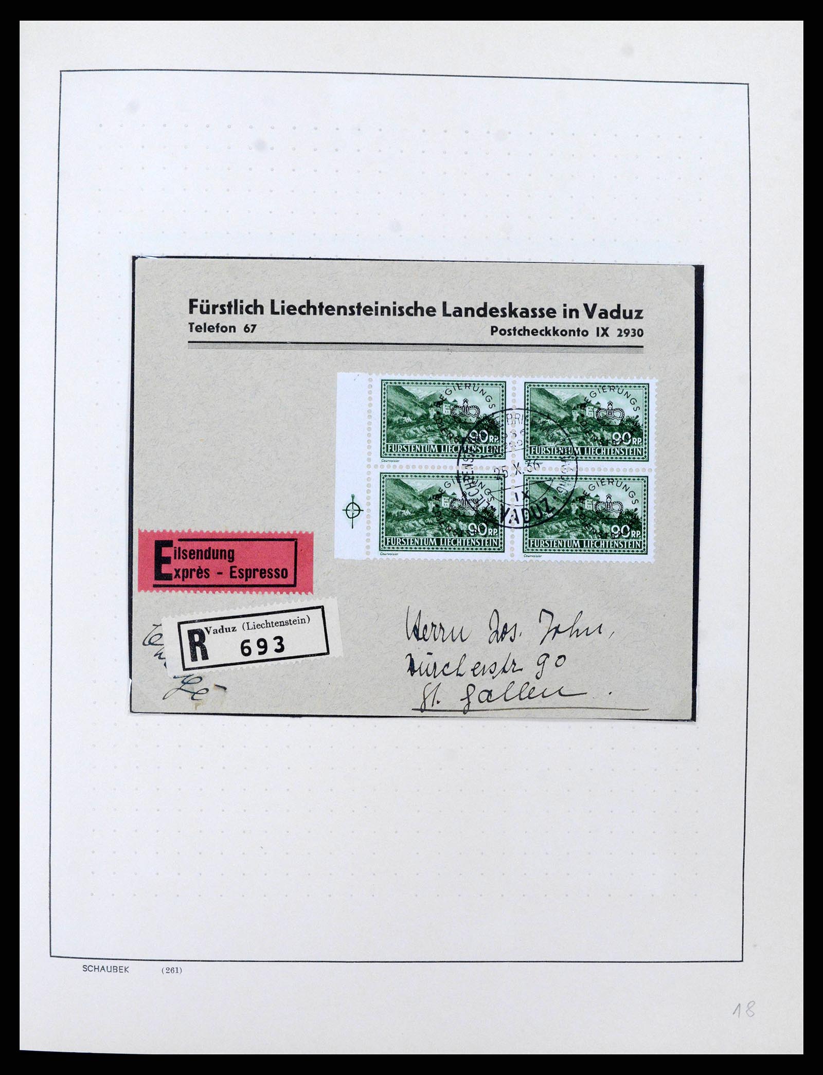 38204 0015 - Postzegelverzameling 38204 Liechtenstein dienst brieven 1932-1989.