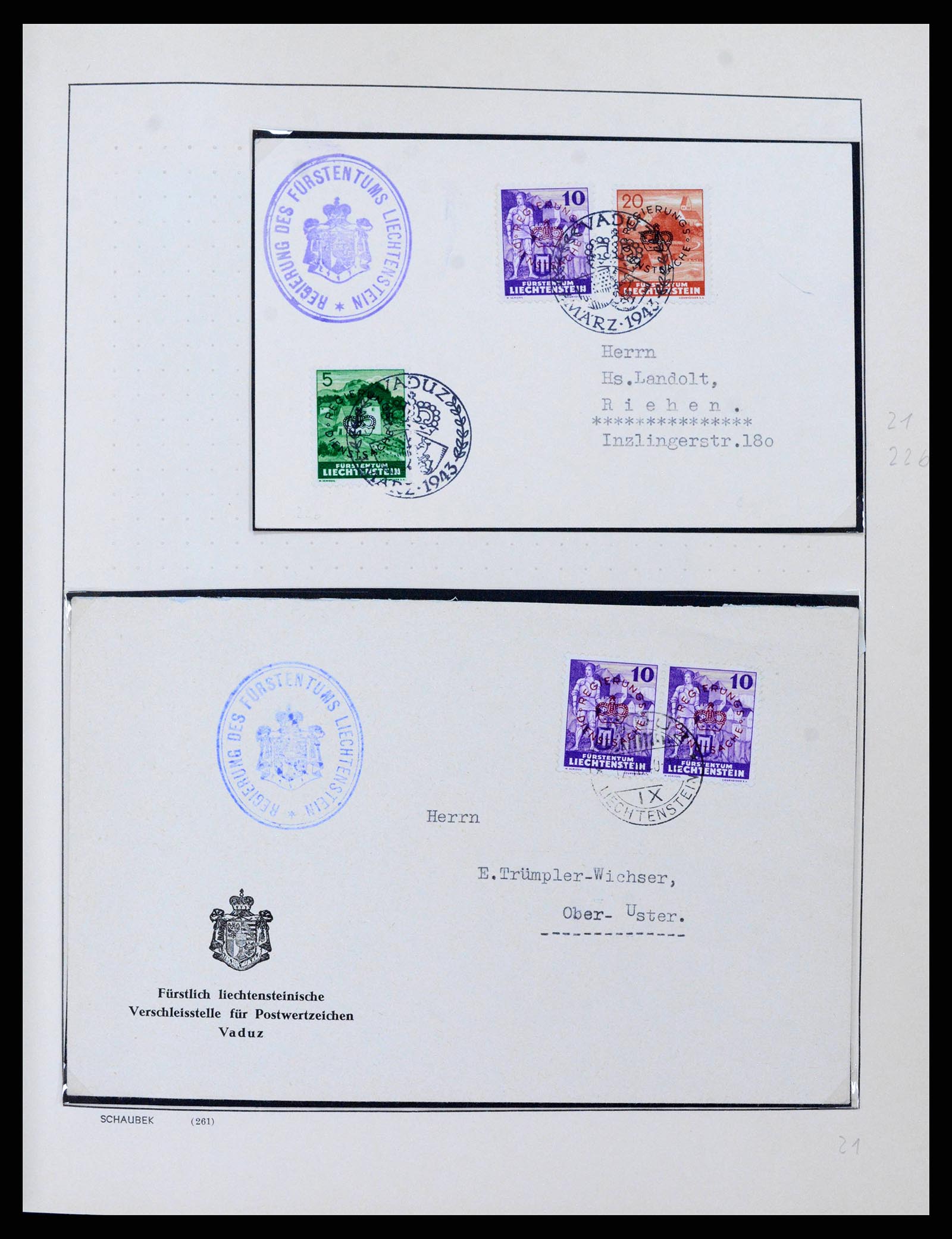 38204 0018 - Postzegelverzameling 38204 Liechtenstein dienst brieven 1932-1989.