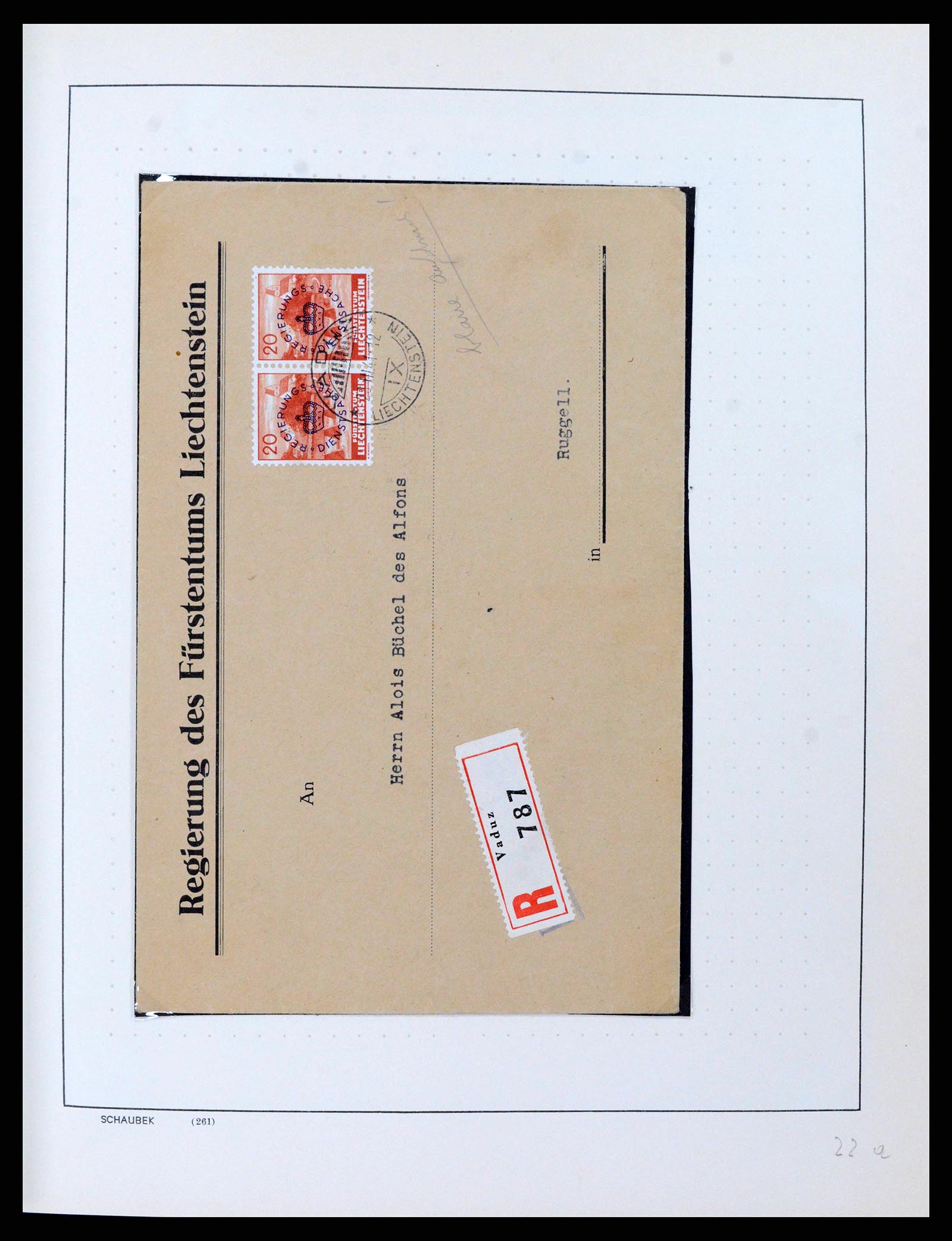 38204 0019 - Postzegelverzameling 38204 Liechtenstein dienst brieven 1932-1989.