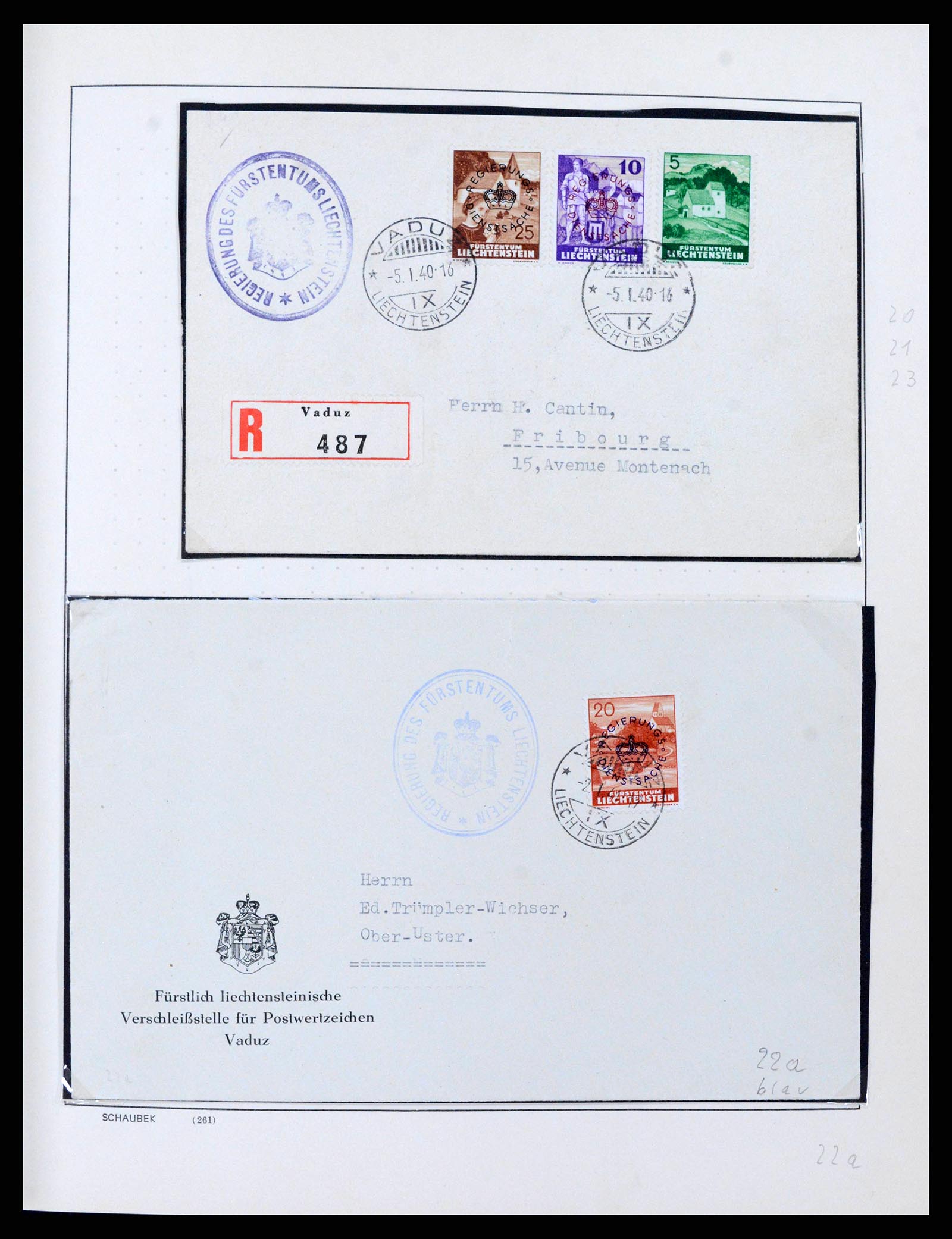 38204 0020 - Postzegelverzameling 38204 Liechtenstein dienst brieven 1932-1989.