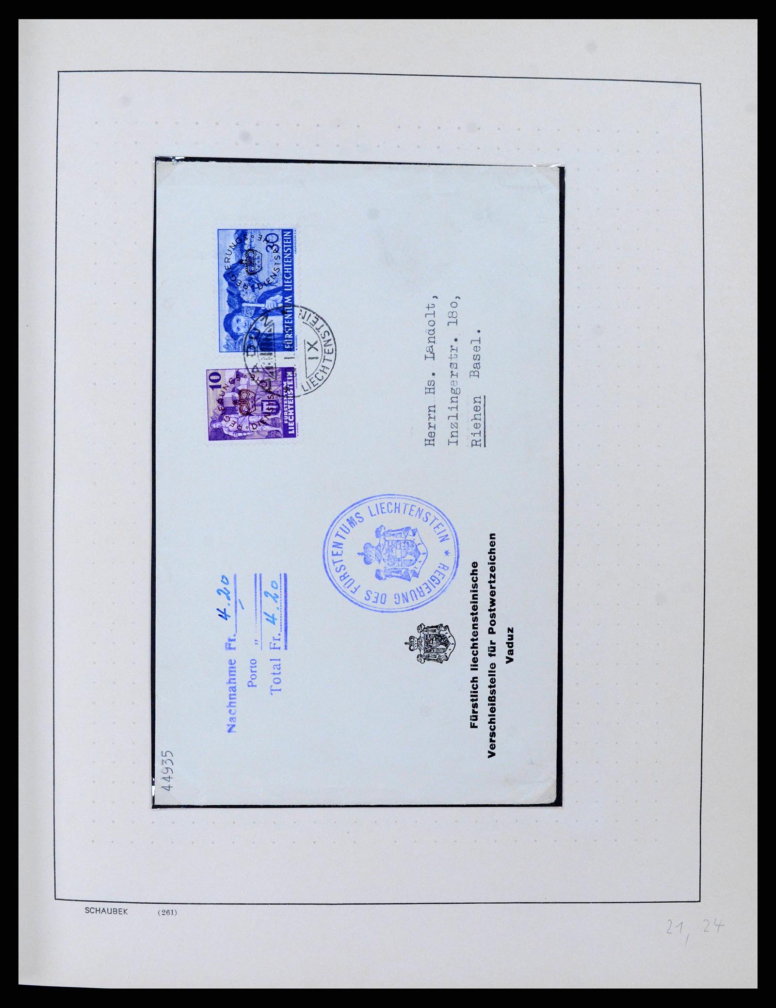 38204 0022 - Postzegelverzameling 38204 Liechtenstein dienst brieven 1932-1989.