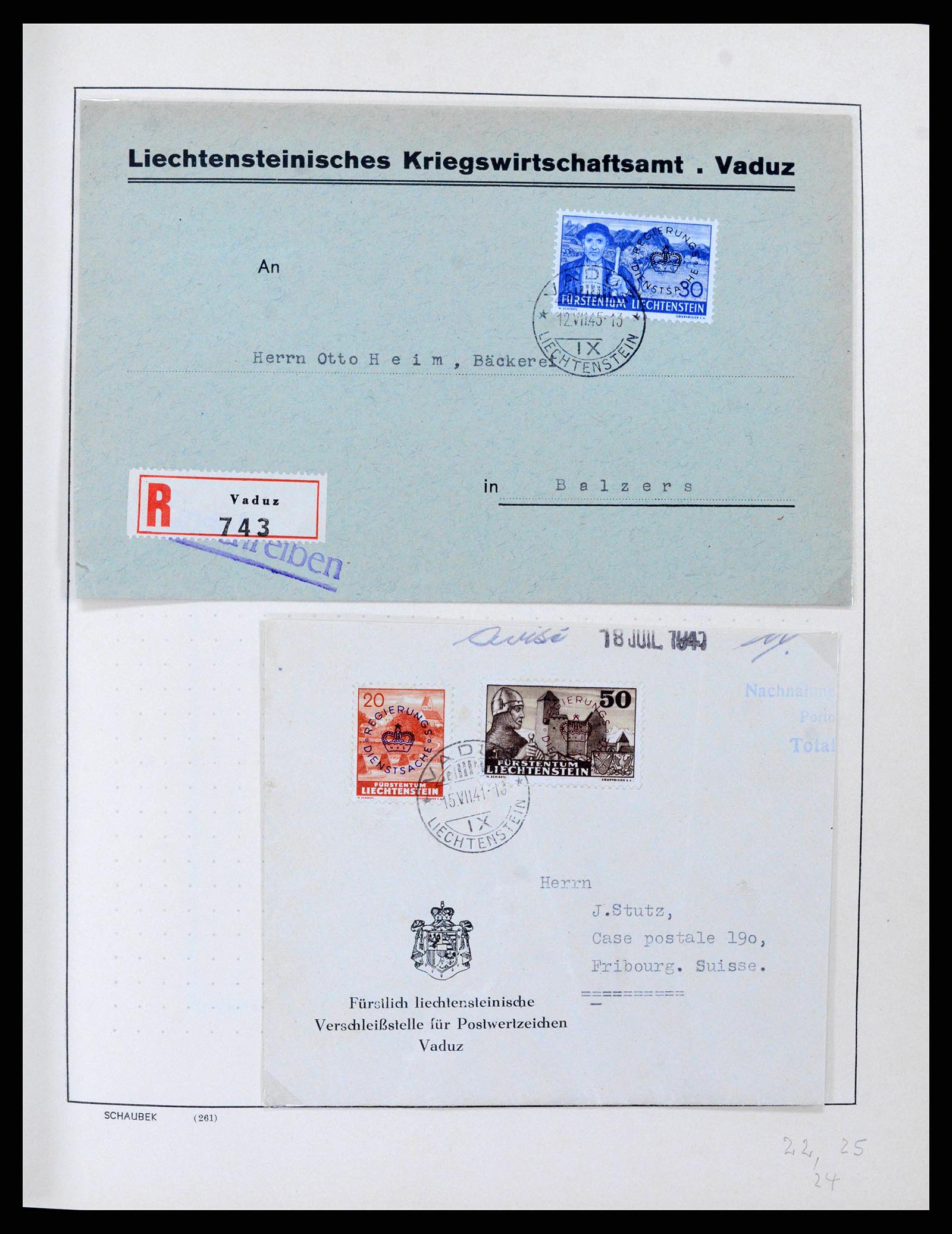 38204 0024 - Postzegelverzameling 38204 Liechtenstein dienst brieven 1932-1989.