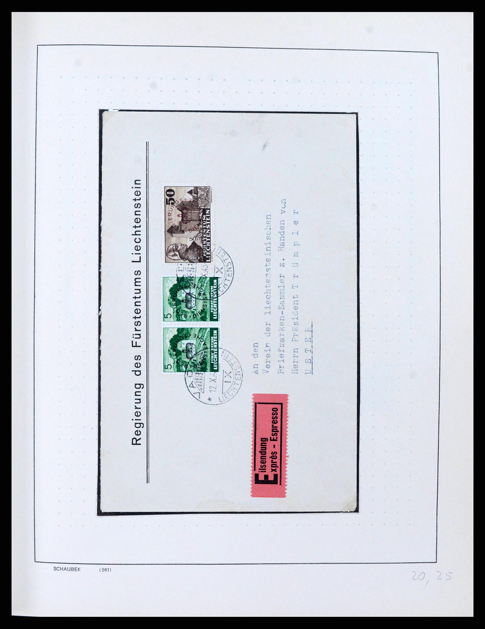 38204 0025 - Postzegelverzameling 38204 Liechtenstein dienst brieven 1932-1989.