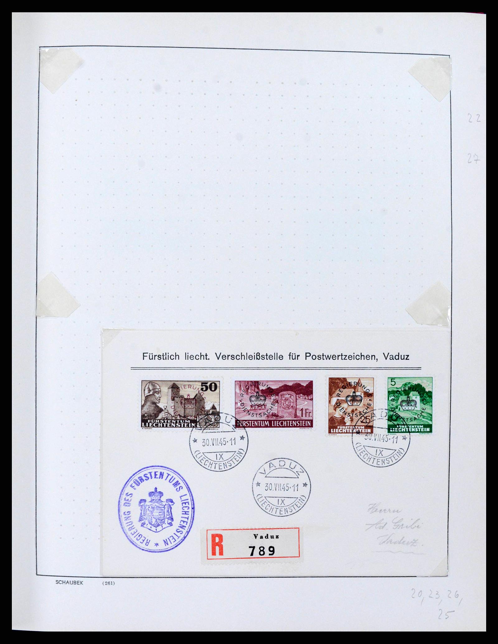 38204 0027 - Postzegelverzameling 38204 Liechtenstein dienst brieven 1932-1989.