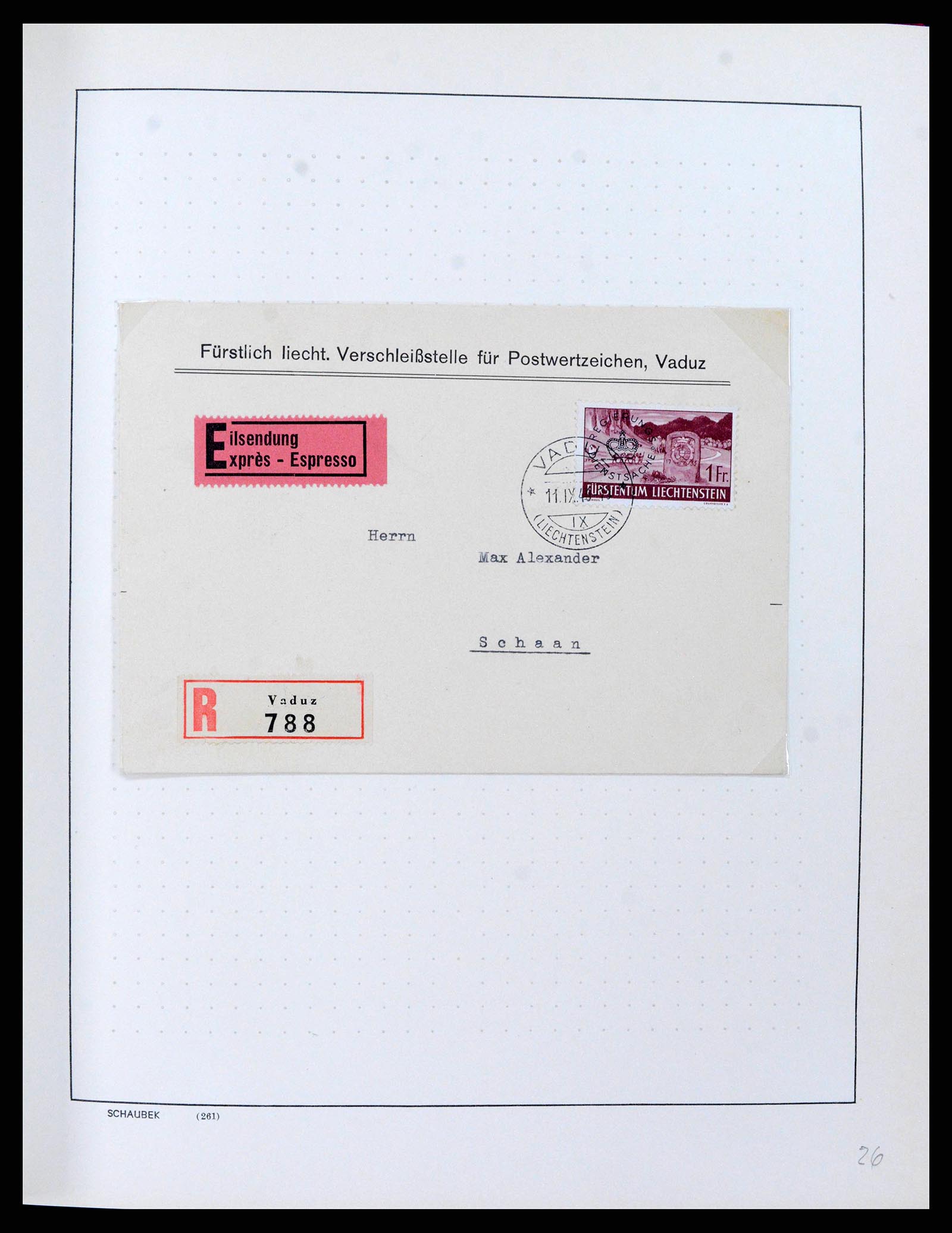 38204 0028 - Postzegelverzameling 38204 Liechtenstein dienst brieven 1932-1989.