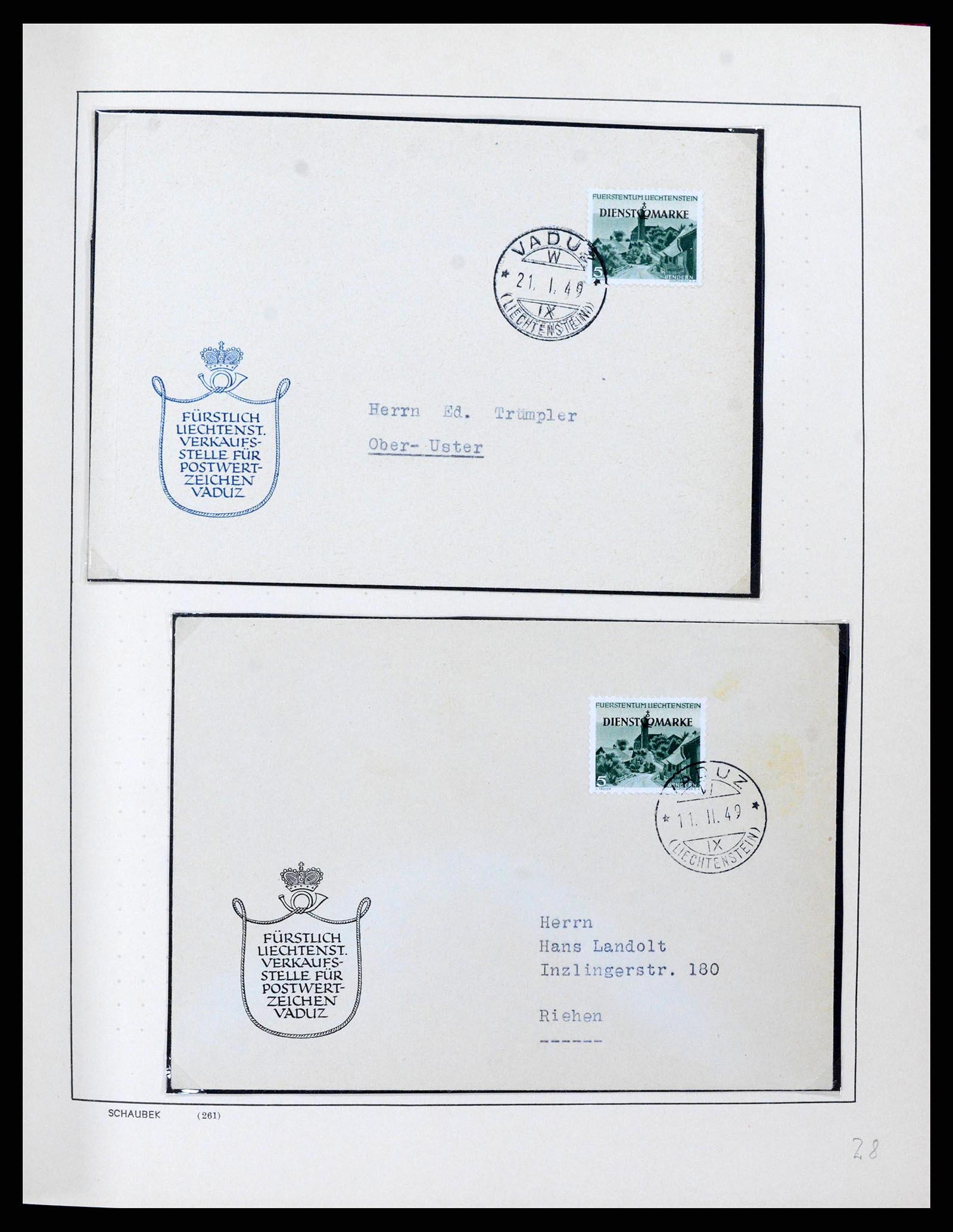 38204 0030 - Postzegelverzameling 38204 Liechtenstein dienst brieven 1932-1989.
