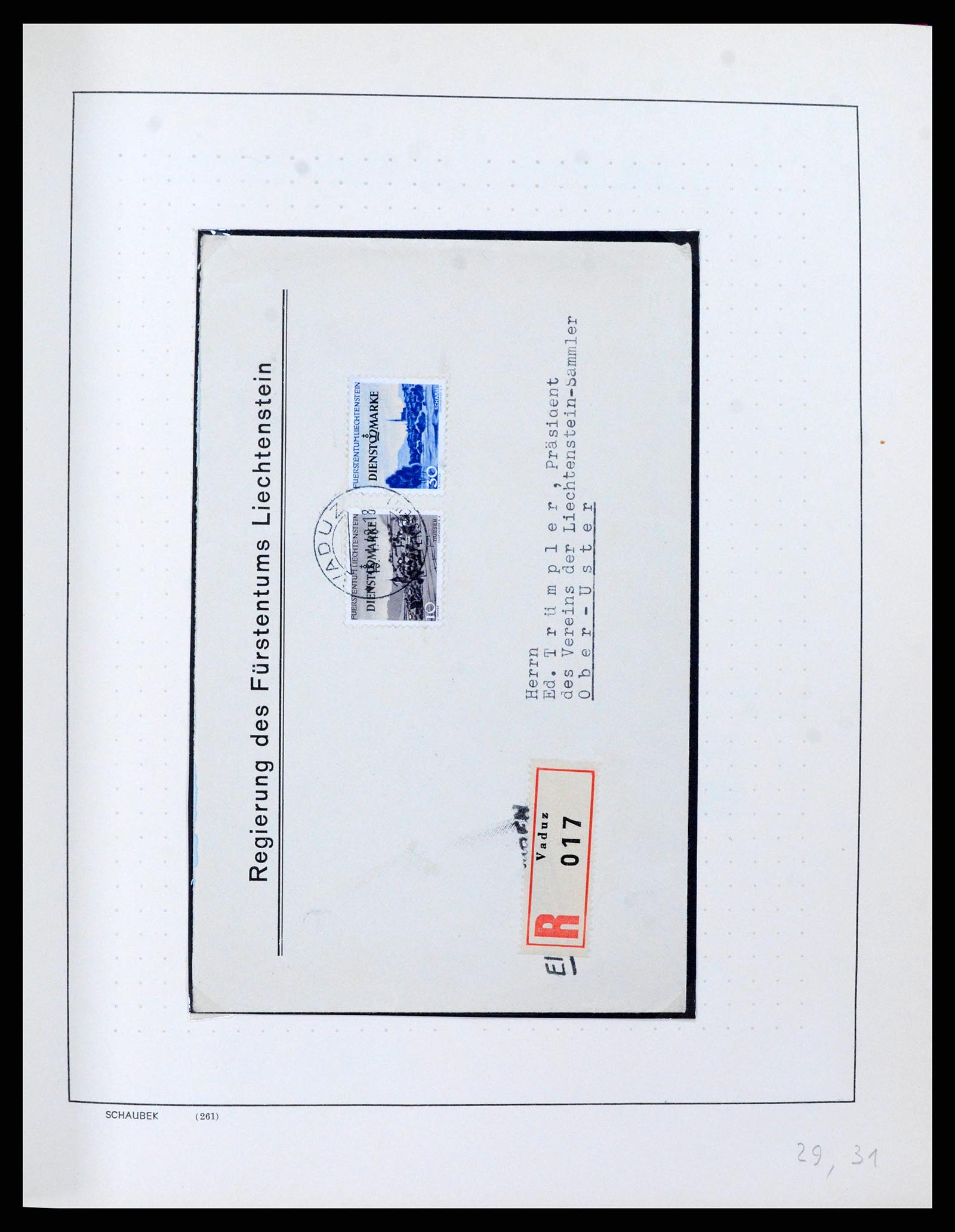 38204 0032 - Postzegelverzameling 38204 Liechtenstein dienst brieven 1932-1989.