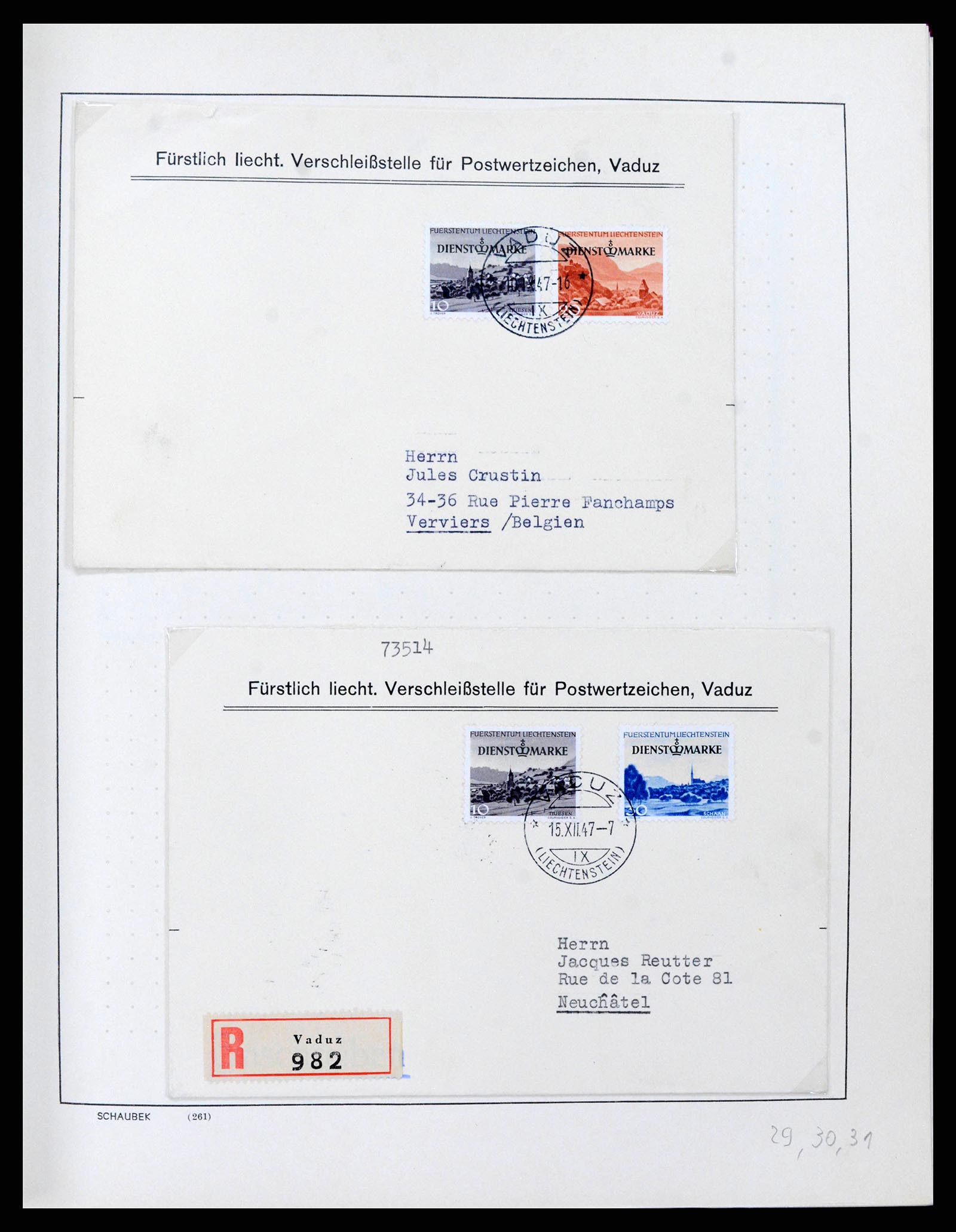 38204 0033 - Postzegelverzameling 38204 Liechtenstein dienst brieven 1932-1989.
