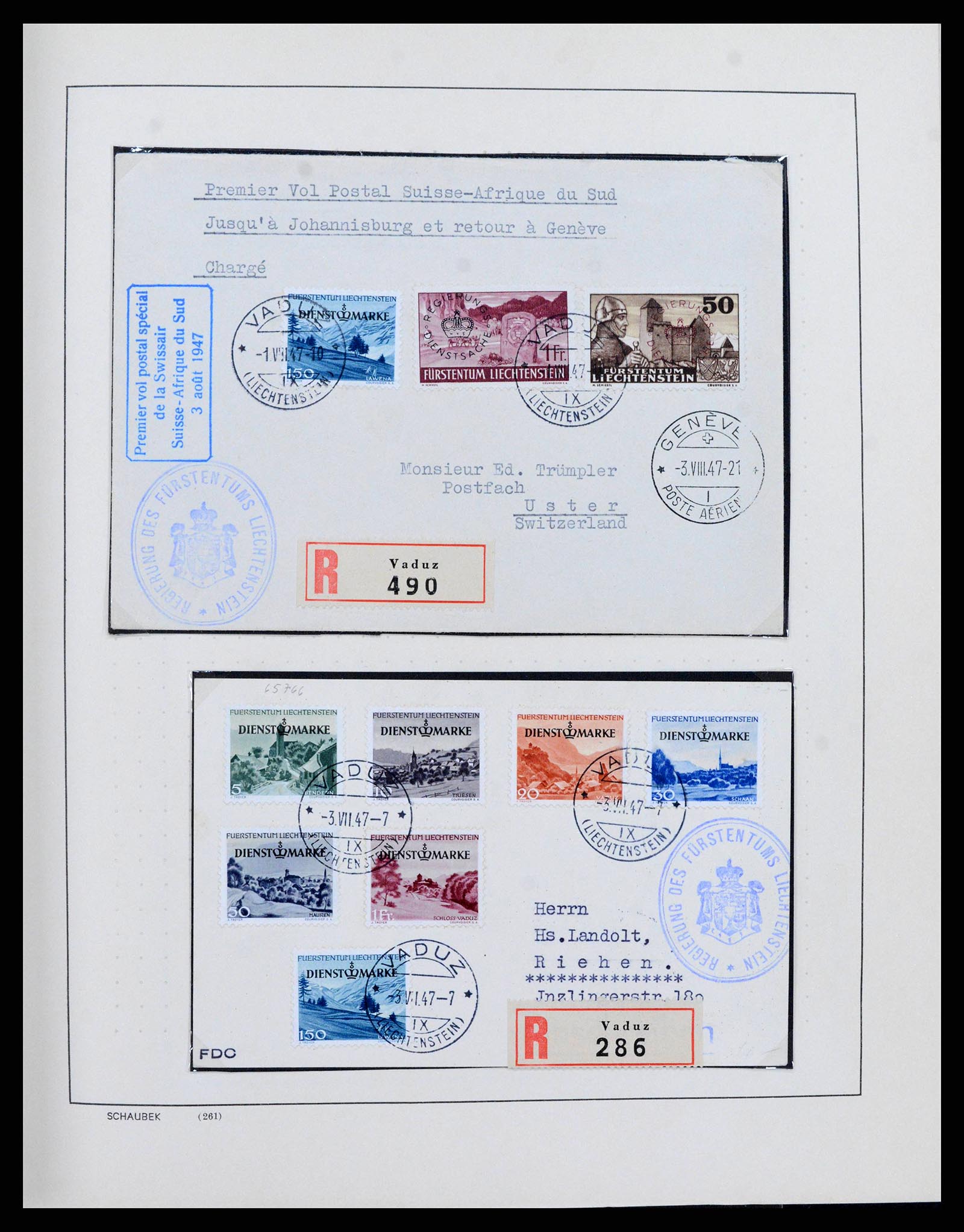38204 0034 - Postzegelverzameling 38204 Liechtenstein dienst brieven 1932-1989.