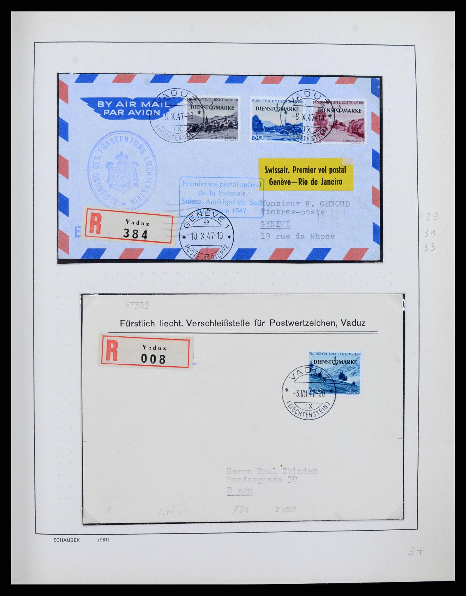 38204 0035 - Postzegelverzameling 38204 Liechtenstein dienst brieven 1932-1989.