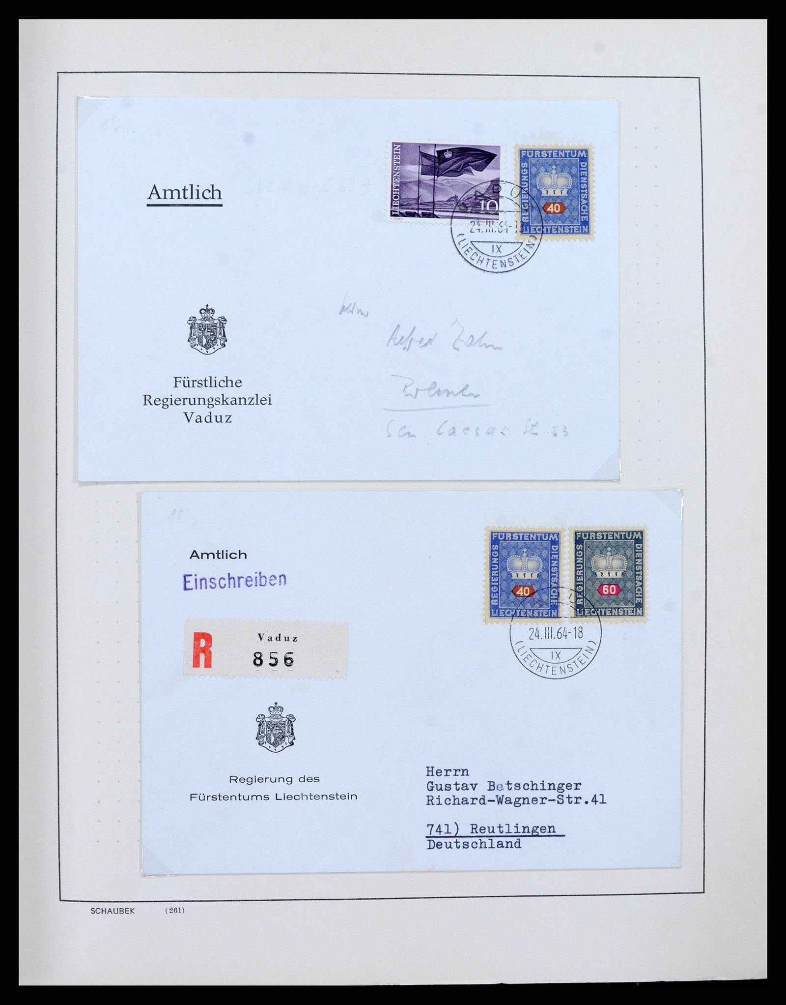 38204 0036 - Postzegelverzameling 38204 Liechtenstein dienst brieven 1932-1989.
