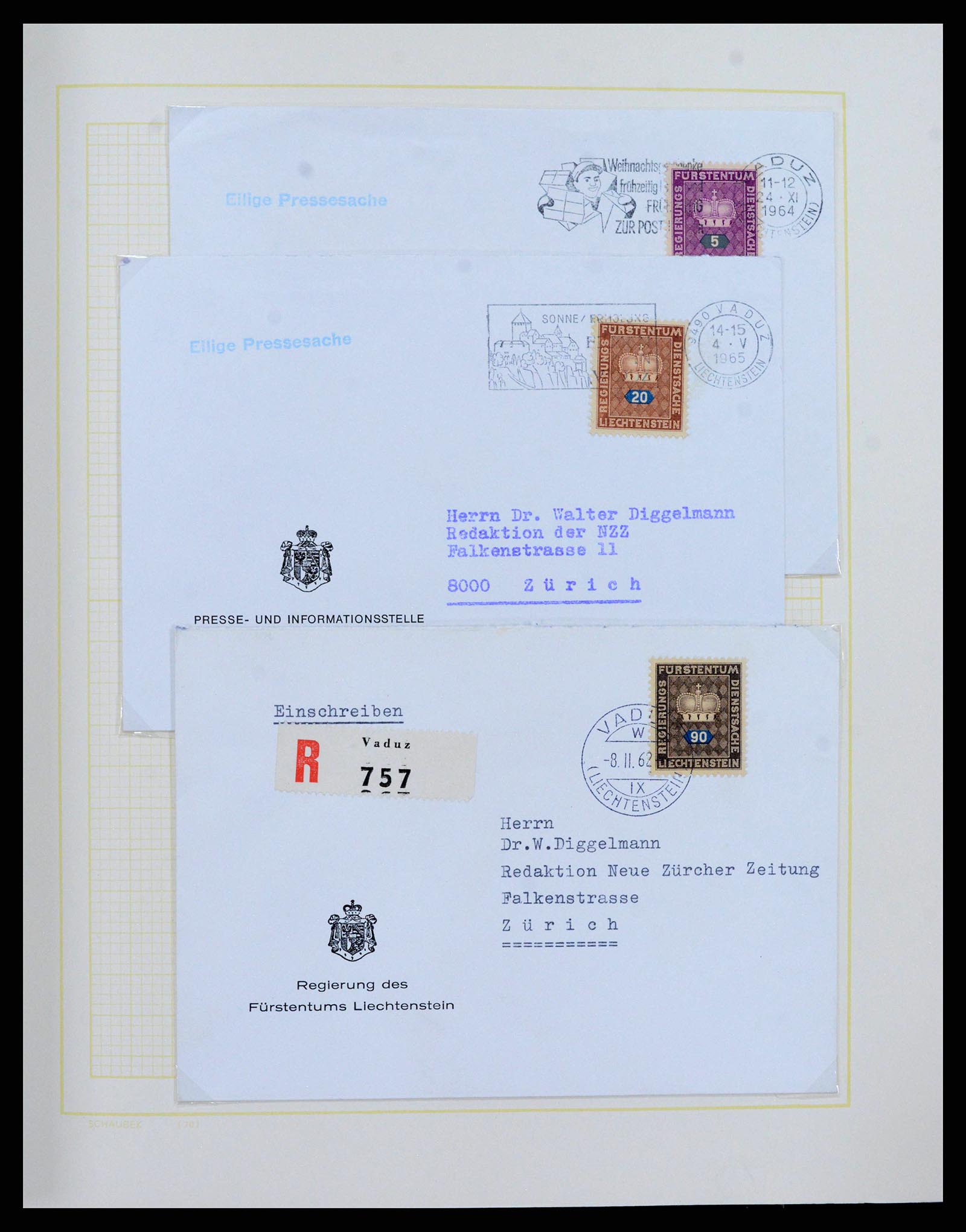38204 0037 - Postzegelverzameling 38204 Liechtenstein dienst brieven 1932-1989.