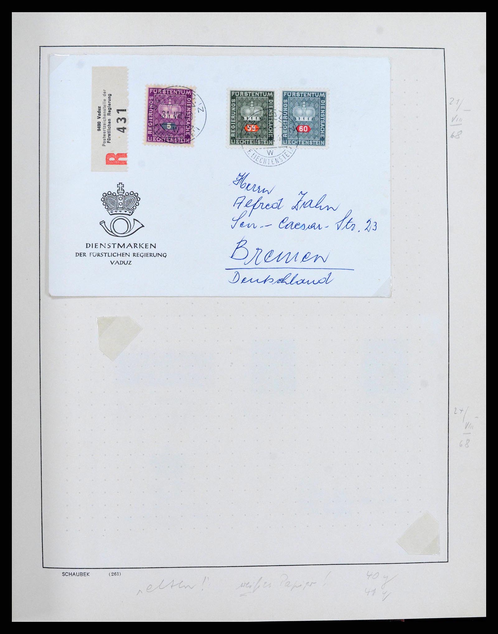 38204 0040 - Postzegelverzameling 38204 Liechtenstein dienst brieven 1932-1989.