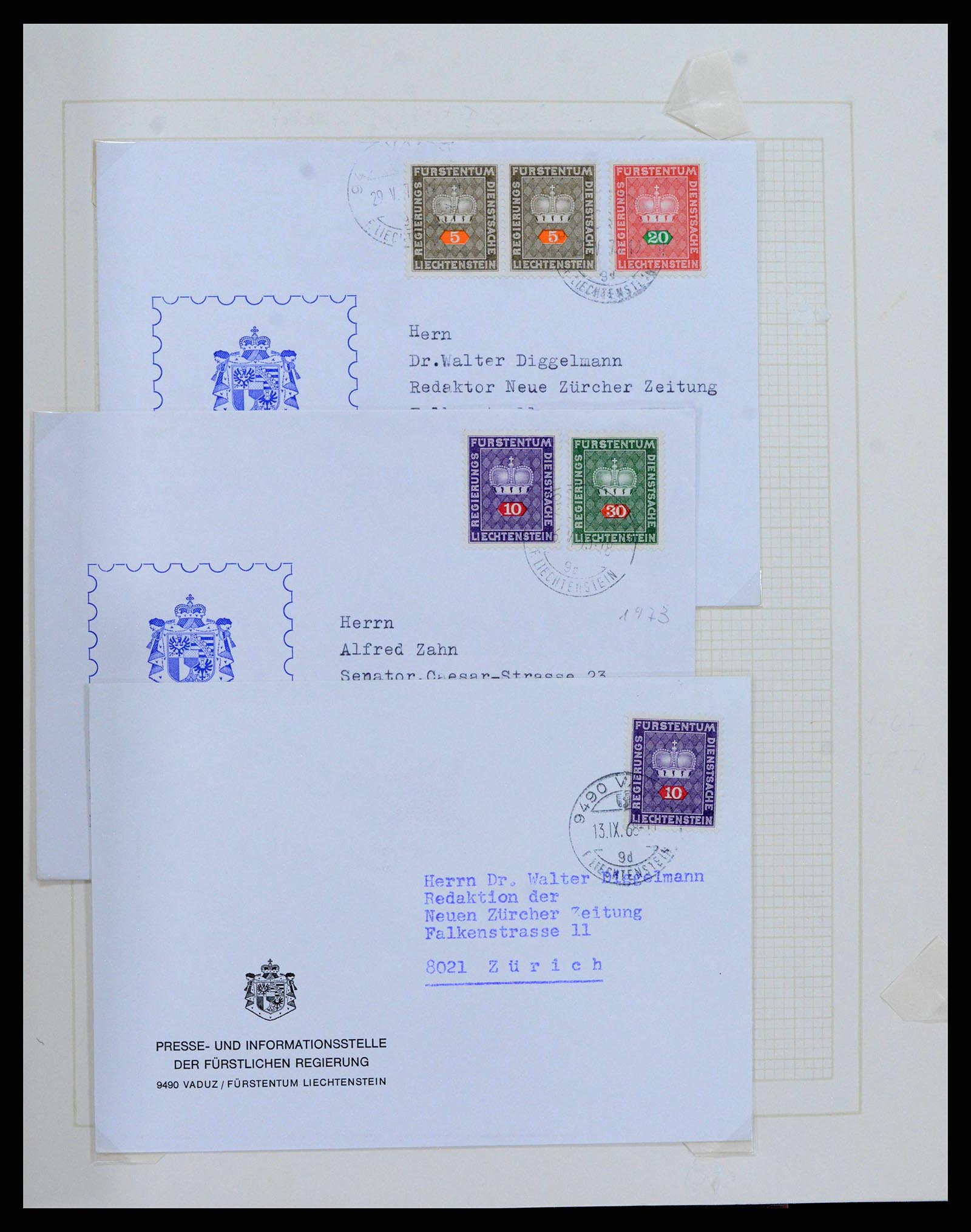 38204 0044 - Postzegelverzameling 38204 Liechtenstein dienst brieven 1932-1989.
