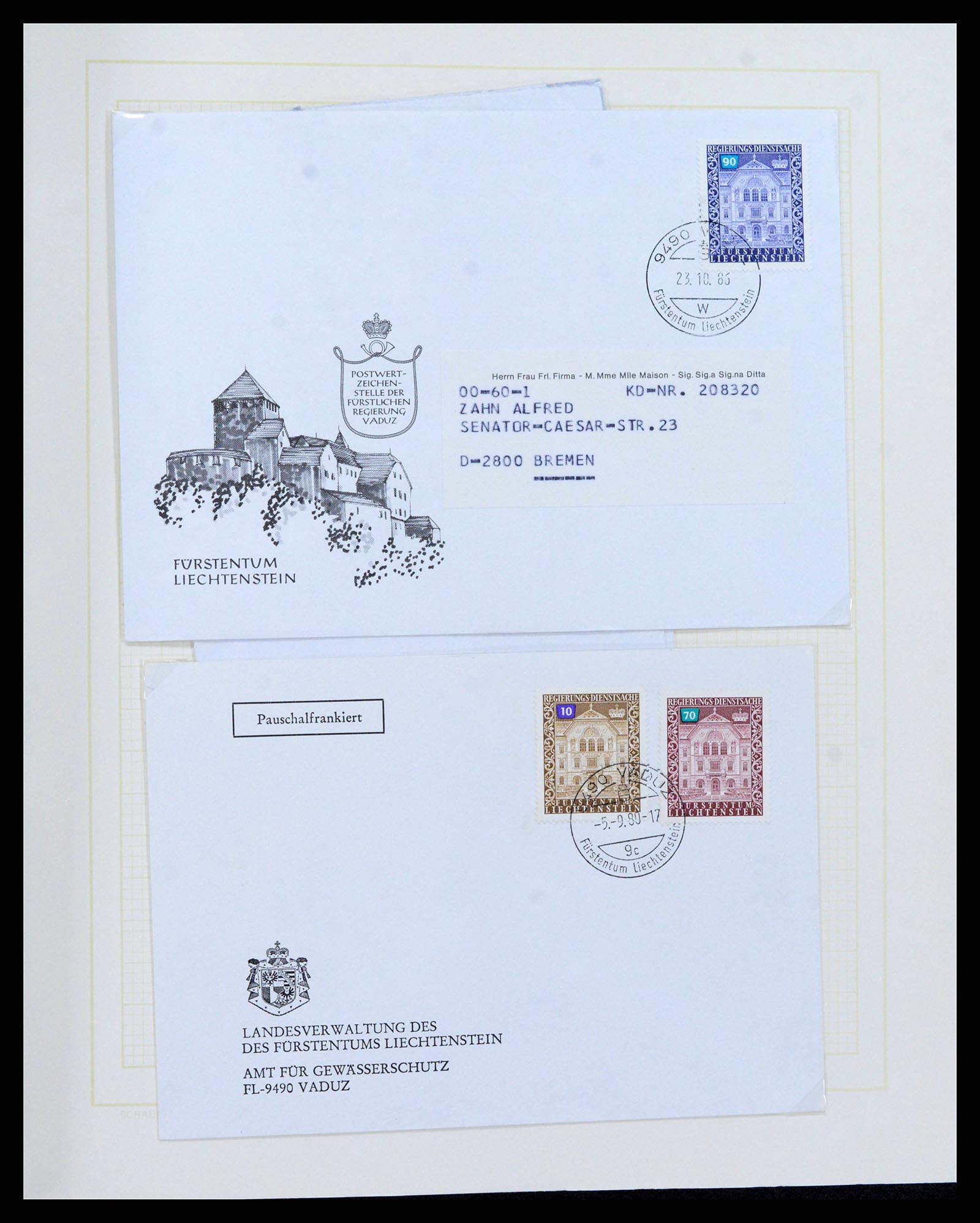 38204 0047 - Postzegelverzameling 38204 Liechtenstein dienst brieven 1932-1989.