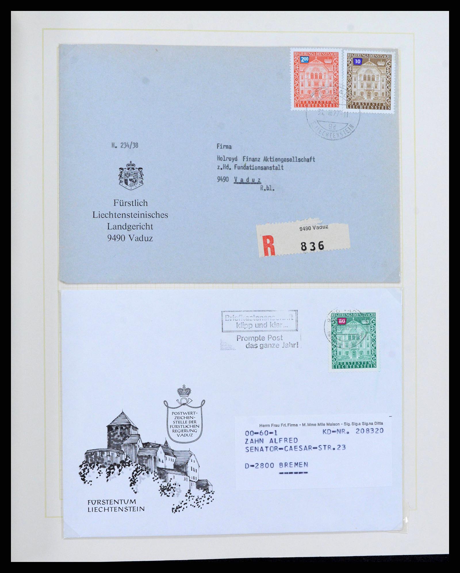 38204 0048 - Postzegelverzameling 38204 Liechtenstein dienst brieven 1932-1989.