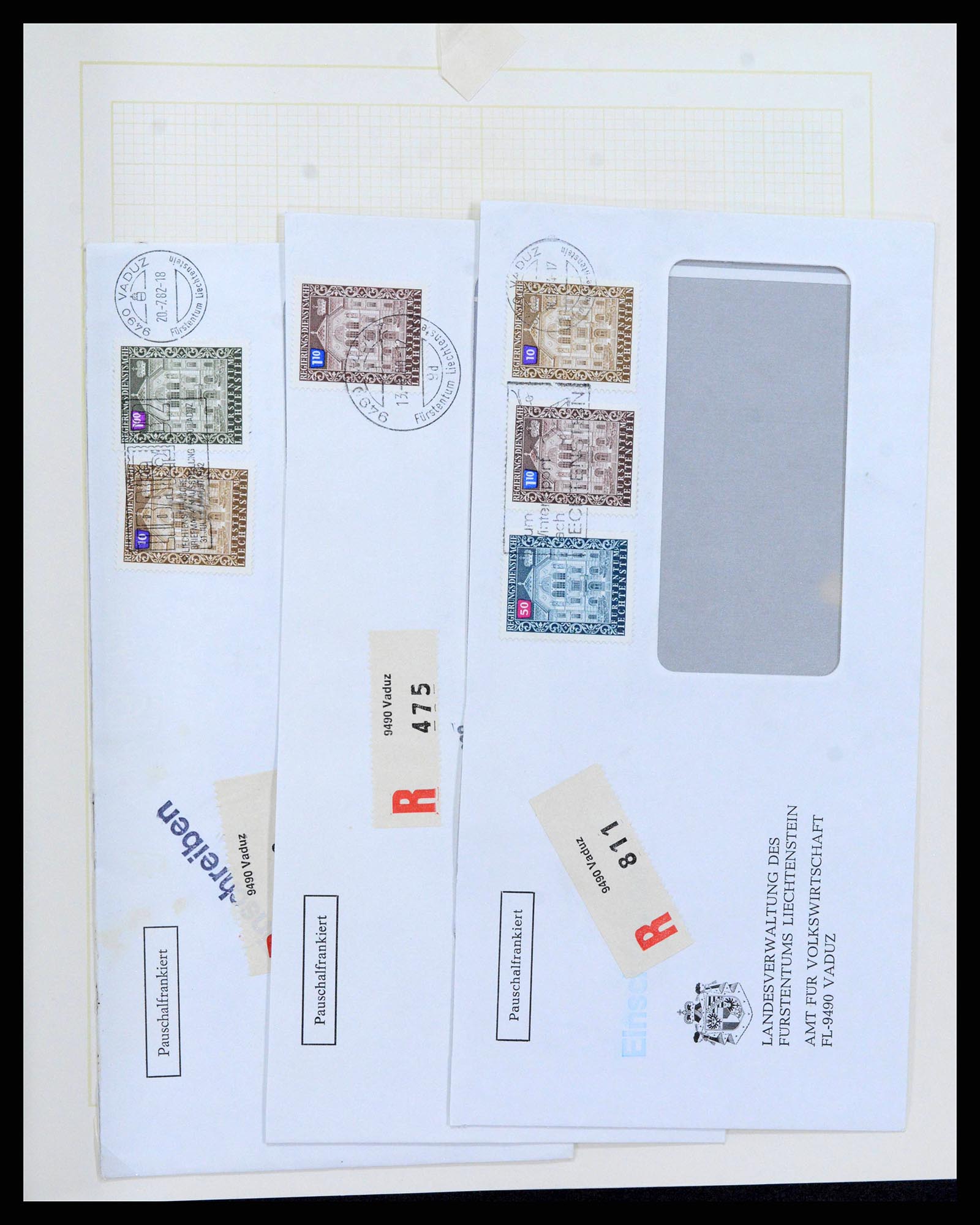 38204 0050 - Postzegelverzameling 38204 Liechtenstein dienst brieven 1932-1989.