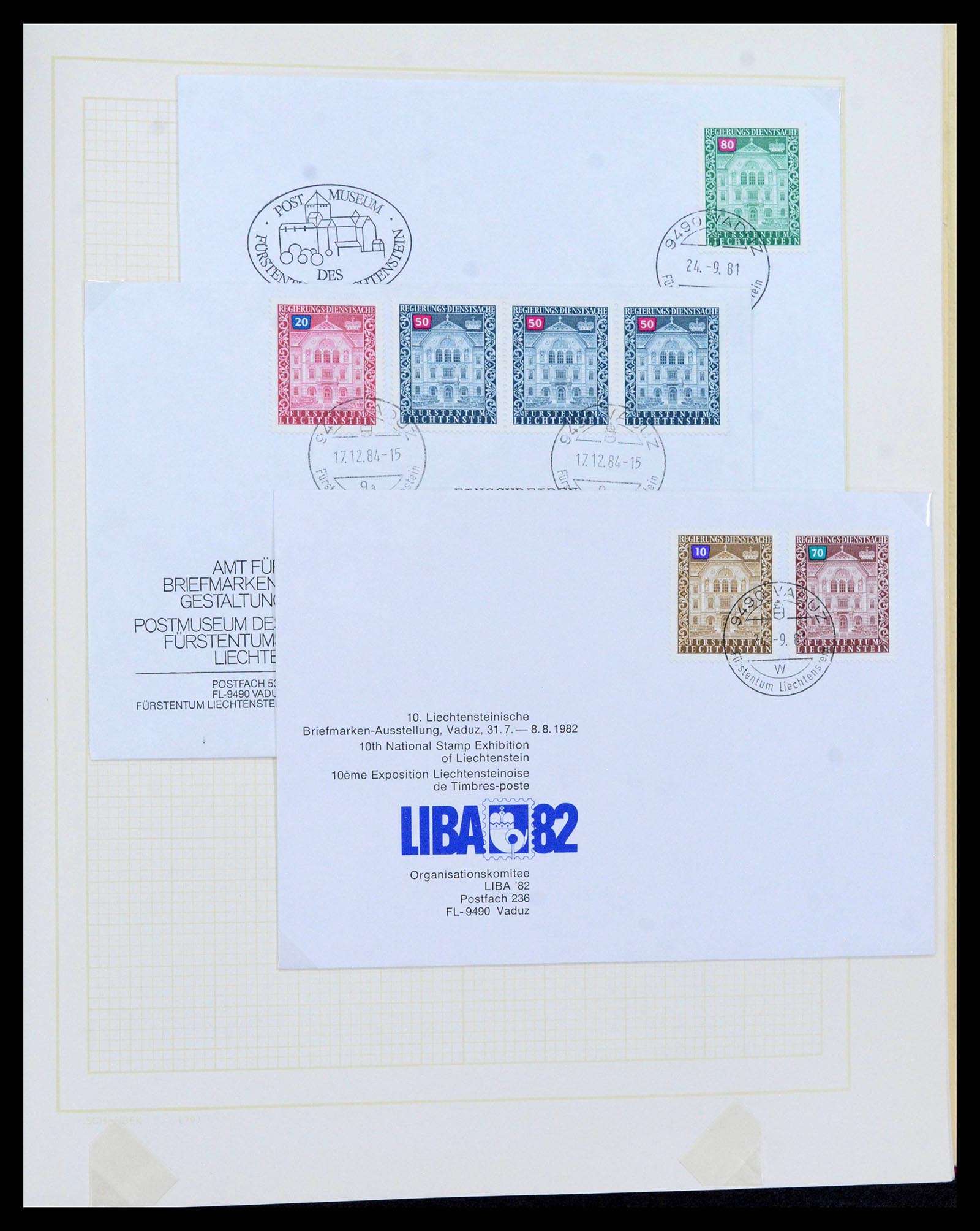 38204 0051 - Postzegelverzameling 38204 Liechtenstein dienst brieven 1932-1989.