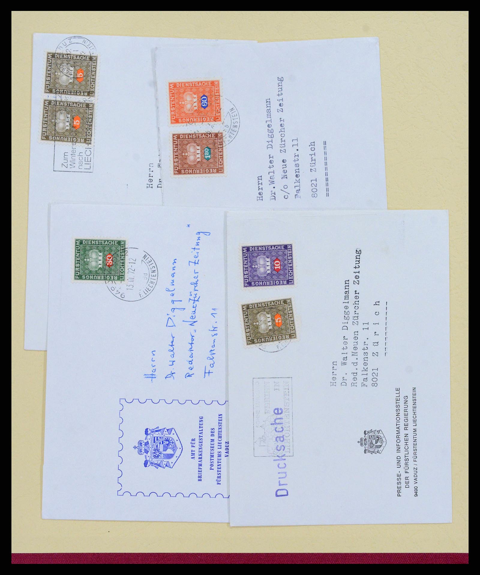 38204 0055 - Postzegelverzameling 38204 Liechtenstein dienst brieven 1932-1989.