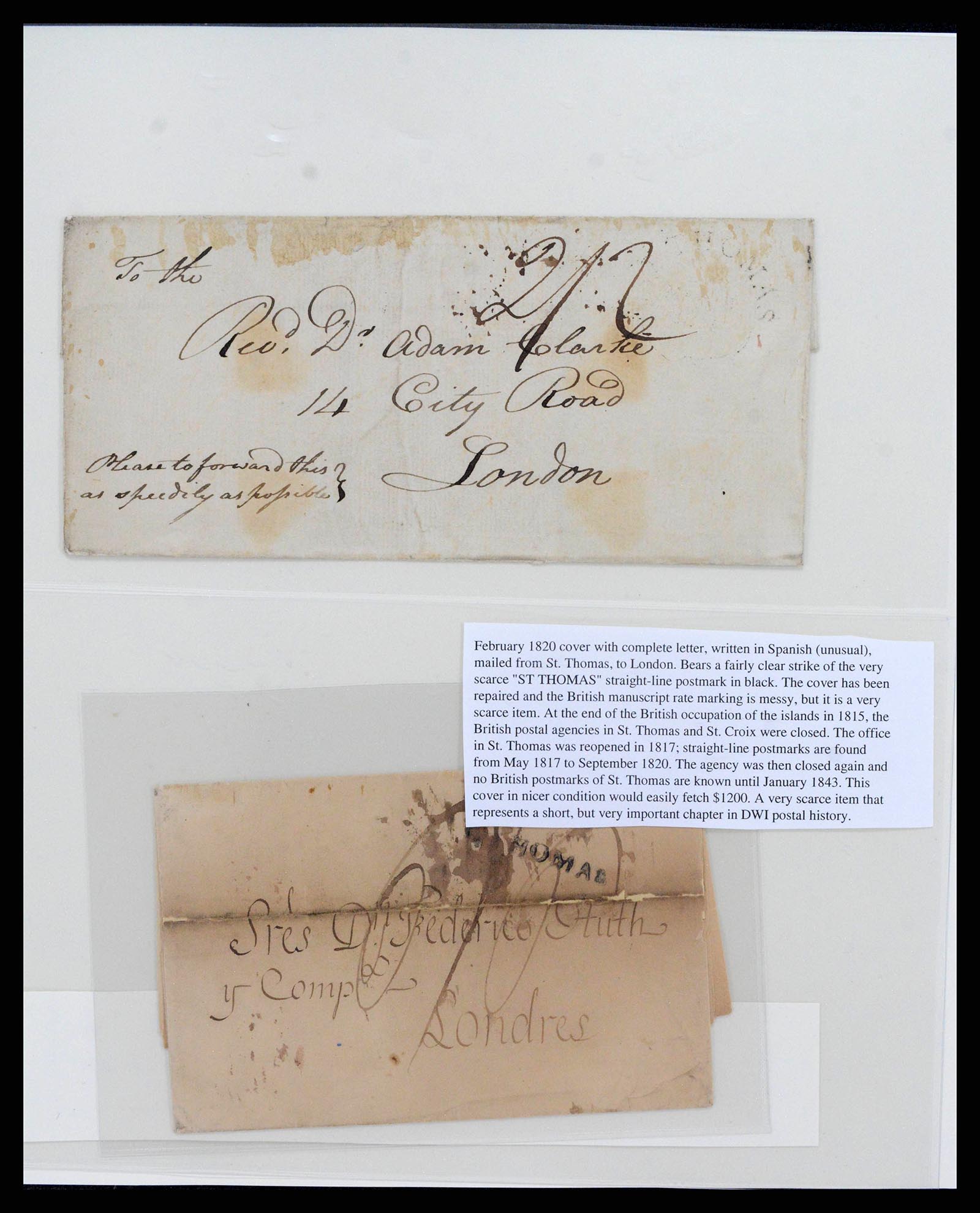 38210 0001 - Stamp collection 38210 Danish West Indies cover collection 1815-1912.